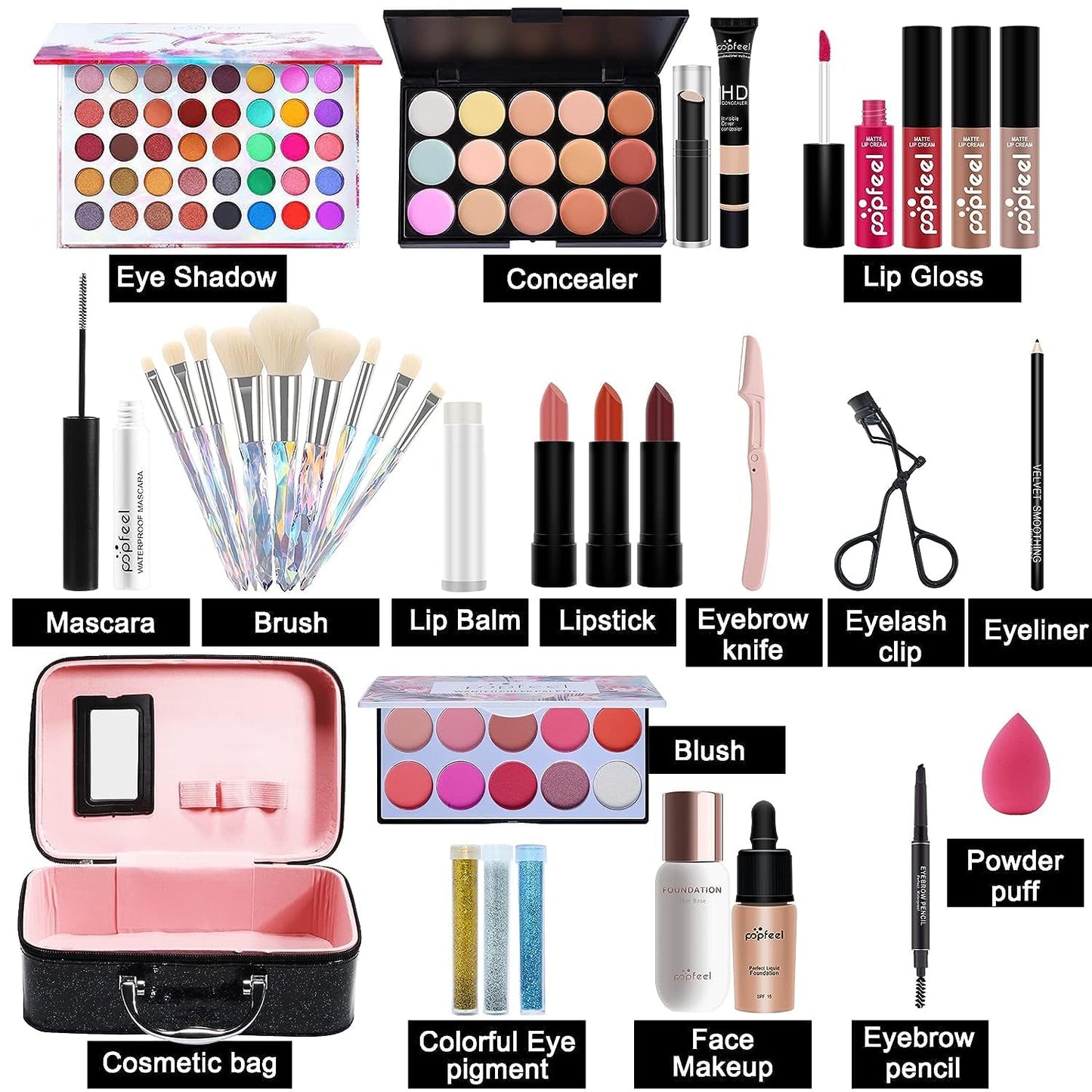 Makeup Kit For Women Full Kit, All in One makeup Gift full set, Include Eyeshadow Palette, makeup brushes, Lip Gloss Set, Lipstick, Foundation, Concealer, For Beginners and Professional