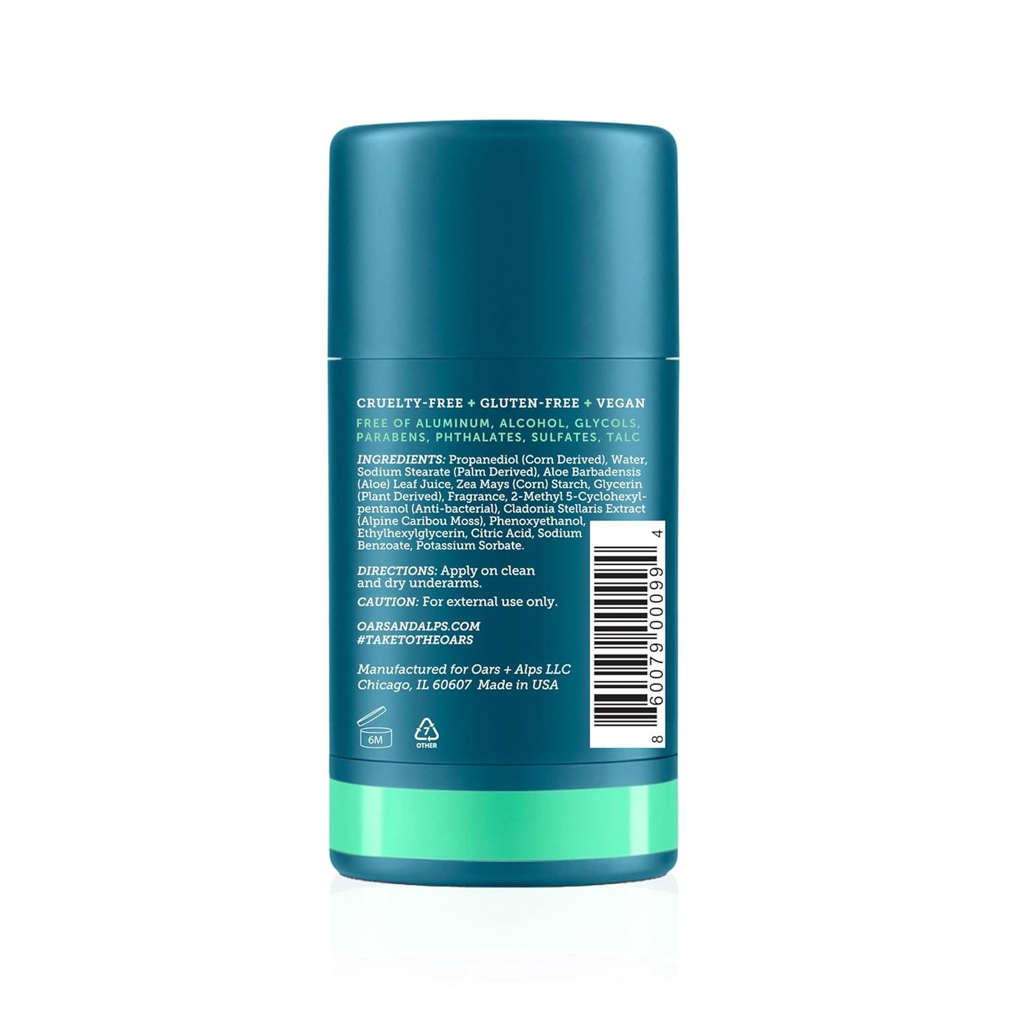 Oars + Alps Aluminum Free Deodorant for Men and Women, Dermatologist Tested and Made with Clean Ingredients, Vegan, Eucalyptus Spearmint, 1 Pack, 2.6 Oz