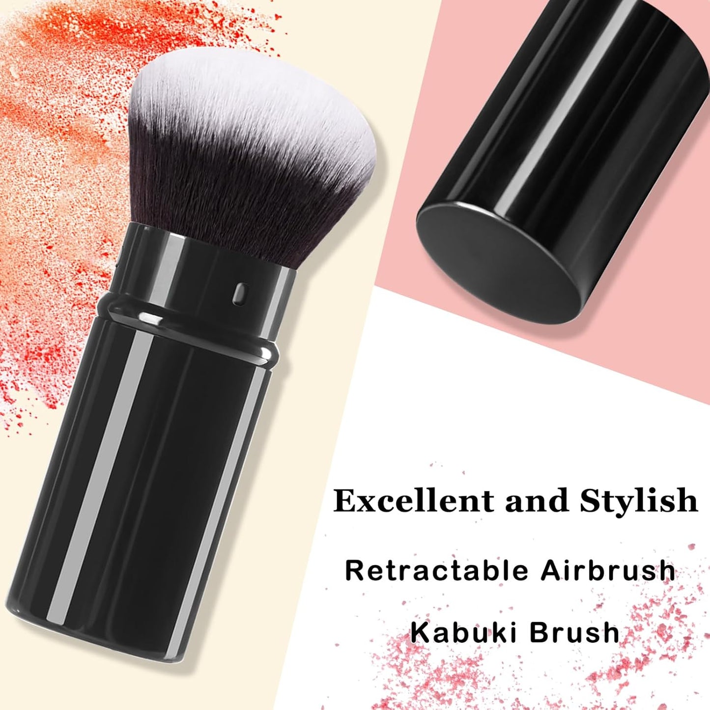 Retractable Makeup Brush,Travel Kabuki Powder Makeup Brush Face Blush Brushes for Blending Liquid, Foundation, Blush, Bronzer, Buffing, Sunscreen,Flawless Cosmetics