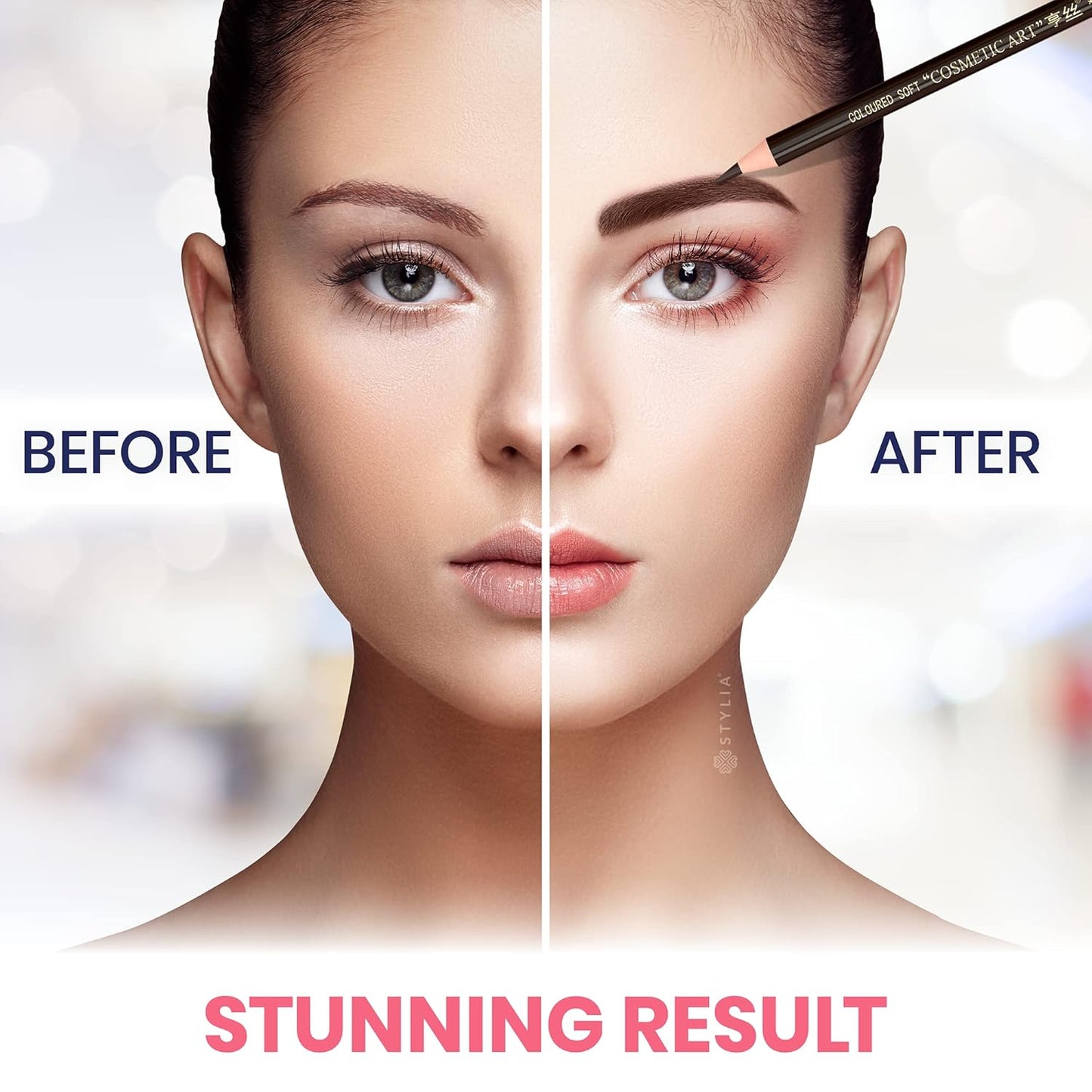 Stylia Waterproof Eyebrow Pencils For Women – Long-Lasting Microblading Supplies Brow Pencil, Perfect for Eyebrow Shaper, Filling & Defining Natural-Looking Brow - (12PC Dark Brown)