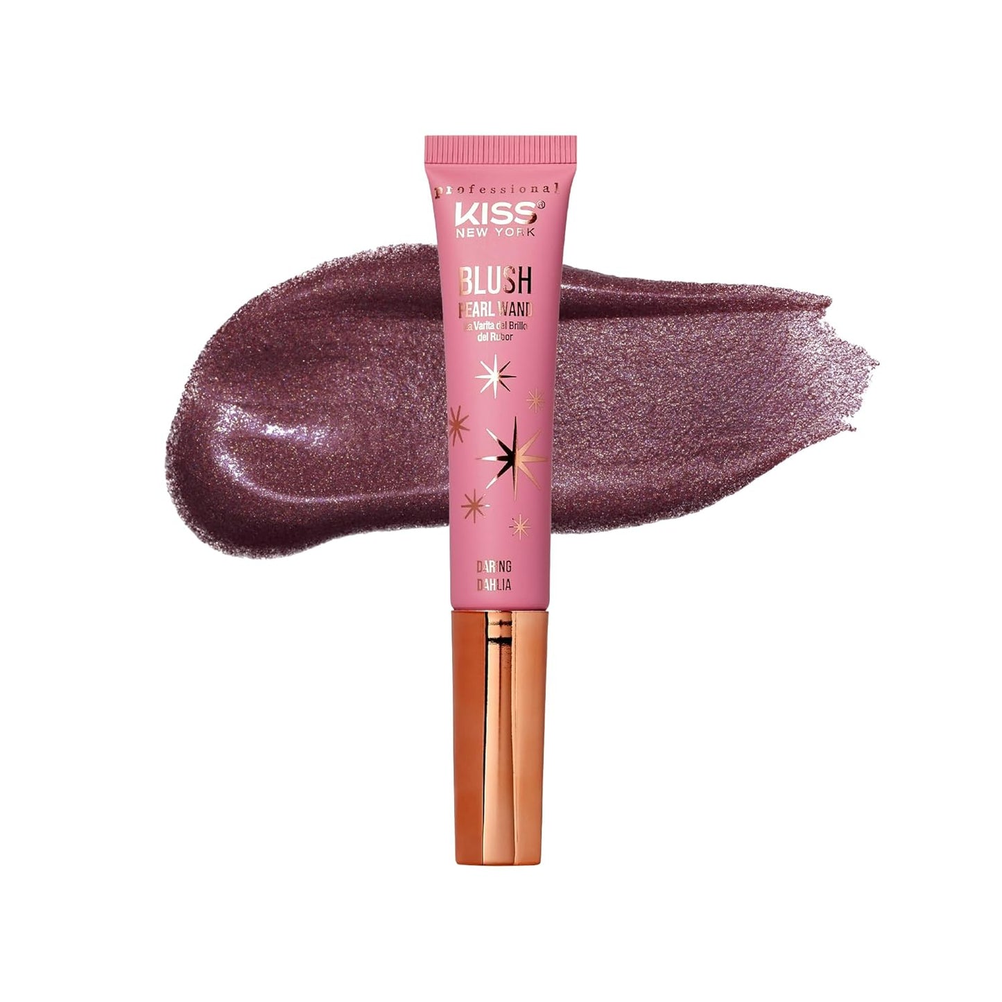 Kiss New York Professional Pearl Liquid Blush Beauty Wand, High Pigment Glow for Cheek, Eye & Lip, Non-Greasy Hydration Lightweight with Sponge-Tip Applicator (Daring Dahlia)