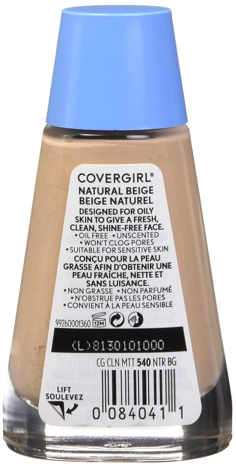 COVERGIRL Clean Matte Liquid Foundation, 540 Natural Beige, 1 oz (Pack of 1)