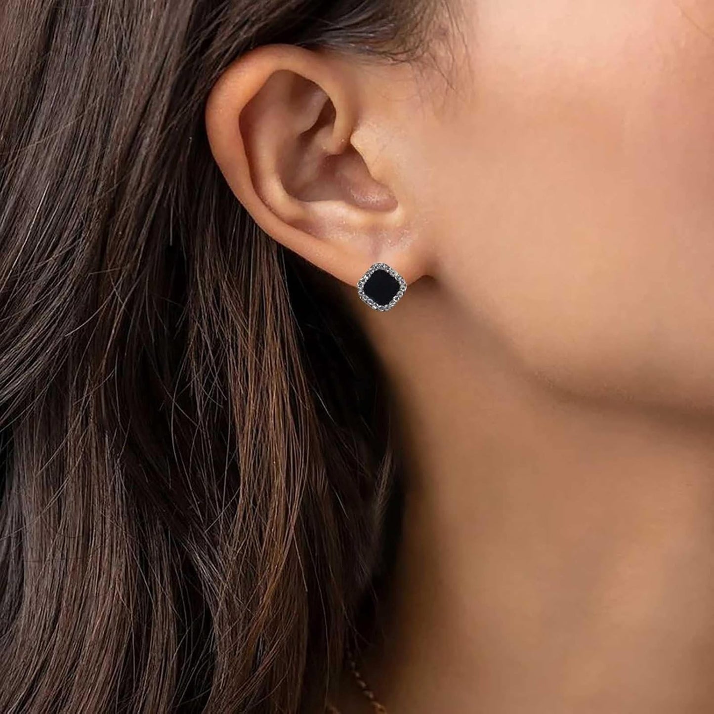 Vintage Black Square Crystal Earrings Black Cz Stud Earrings Rhinestone Diamond Earrings Geometric Onyx Earrings Jewelry for Women and Girls