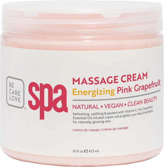 BCL SPA Massage Cream - Body Lotion & Body Cream with Organic Pink Grapefruit, Shea Butter, Aloe Vera, Vitamin E, Argan, and Almond Oils - Nourish & Revitalize skin. Home/Professional use 16 fl oz