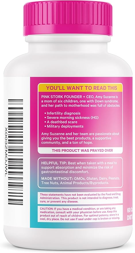 Pink Stork Maca Root Capsules for Women - Fertility Supplements for Women with 1500 mg Organic Maca Root + Black Pepper to Support Hormone Balance & Conception - 60 Capsules, Vegan