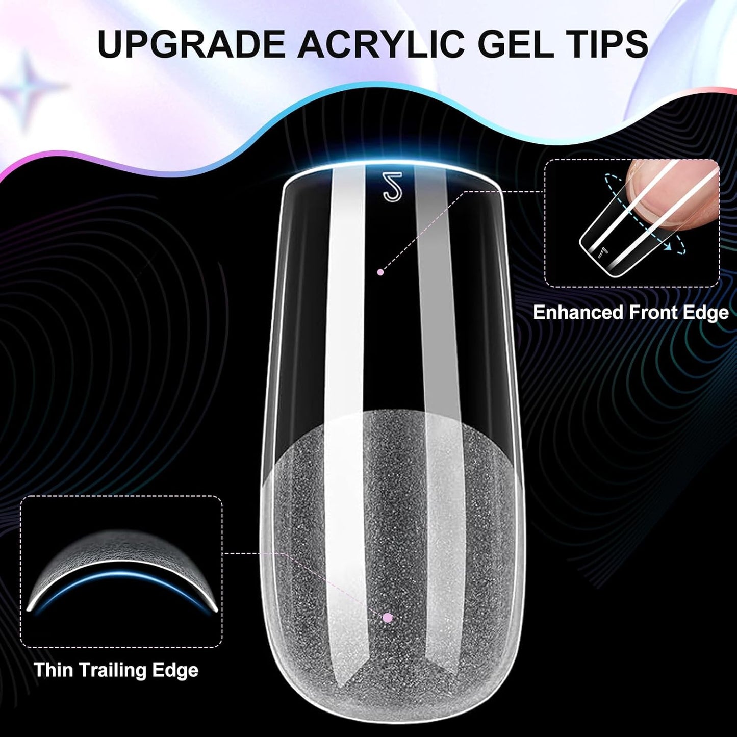 Square Nail Tips Medium Square Gel Nail Tips 240Pcs Pre-Etched Soft Acrylic Nails Tips Half Matte Full Cover False Nail No C Curve for Nail Extension French Nails Manicure Home DIY Salon 12 Sizes Tips