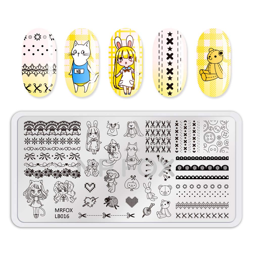 Mr. Fox Nailed Board Set Feather Fox Rabbit Easter Tropical Beach Fruit Bear Cartoon Art DIY Hot Print Template