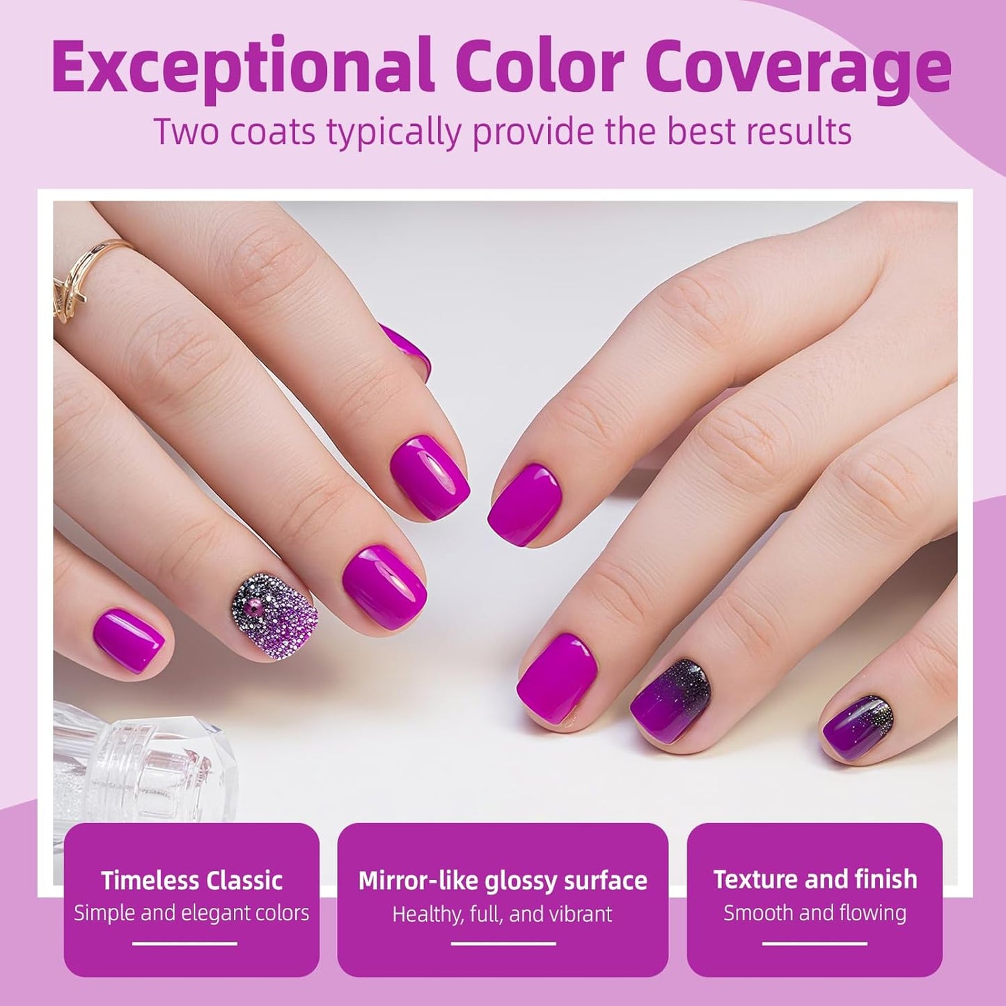 Major Dijit Magenta Purple Quick Dry Regular Nail Polish - Nail Art Lacquer, 0.41 Fl Oz