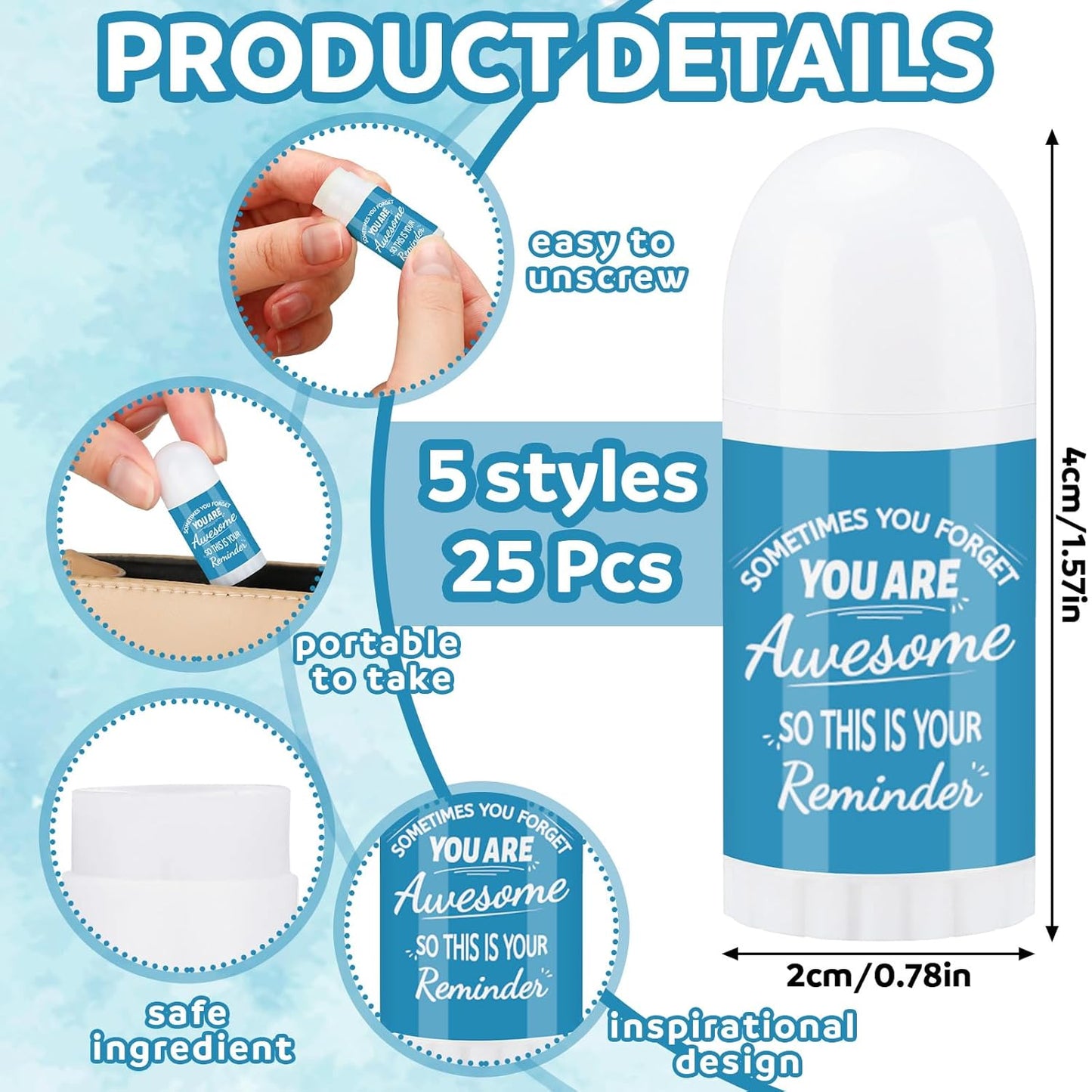 25 Pcs Thank You Gifts Mini Lip Balm Bulk Gifts for Coworkers Inspirational Appreciation Gifts Natural Ingredients Dry Chapped Lip Care Products for Employee Women Teacher, Assorted Flavors