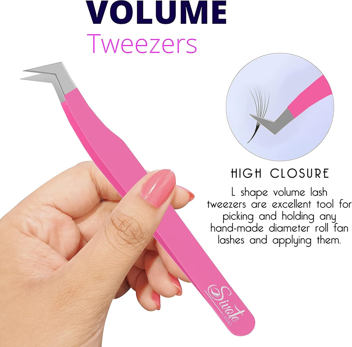 SIVOTE Lash Tweezers for Eyelash Extensions for Volume, Isolation & Classic Lashes, 3 Pack, Pink