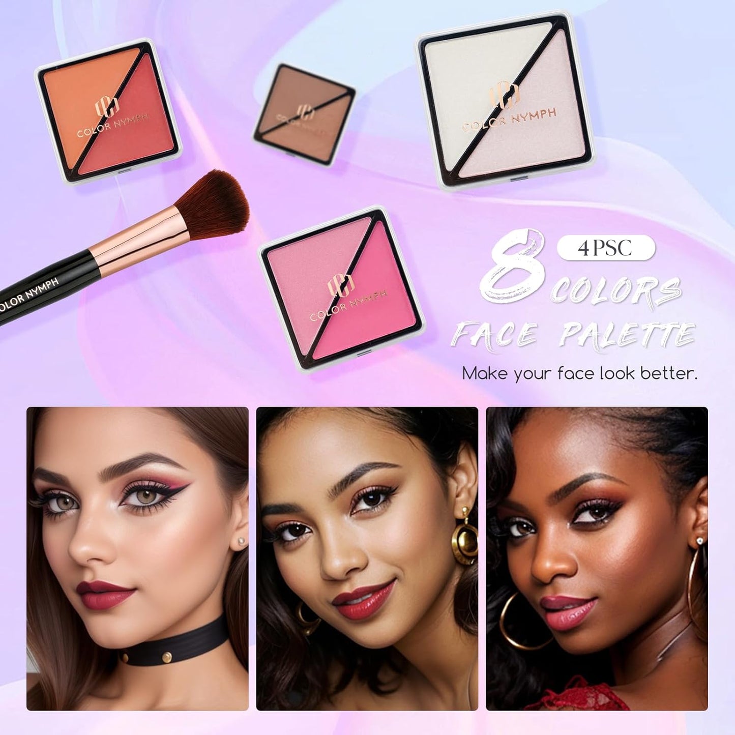 Color Nymph Beginners Makeup Kit With Train Case For Teenagers Girls, Full Starter Cosmetics Set Included 32 Colors Eyeshadow, Glitter Cream, Blush, Highlighter, Lip Gloss and Brush (Black)