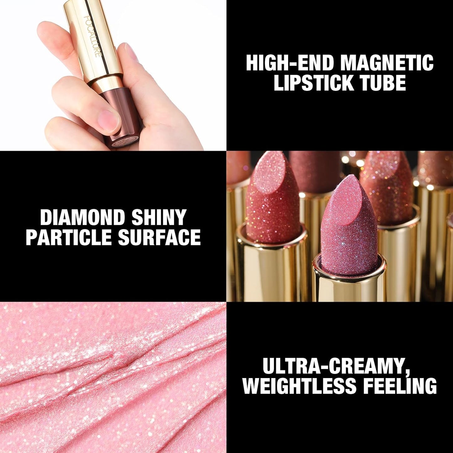 FOCALLURE Glisten Opal Shine Lipstick, High Impact Lip Color, Moisturizing Tinted Lip Balm, Lightweight & Hydrating Formula for Lip Care, BITTER SWEET