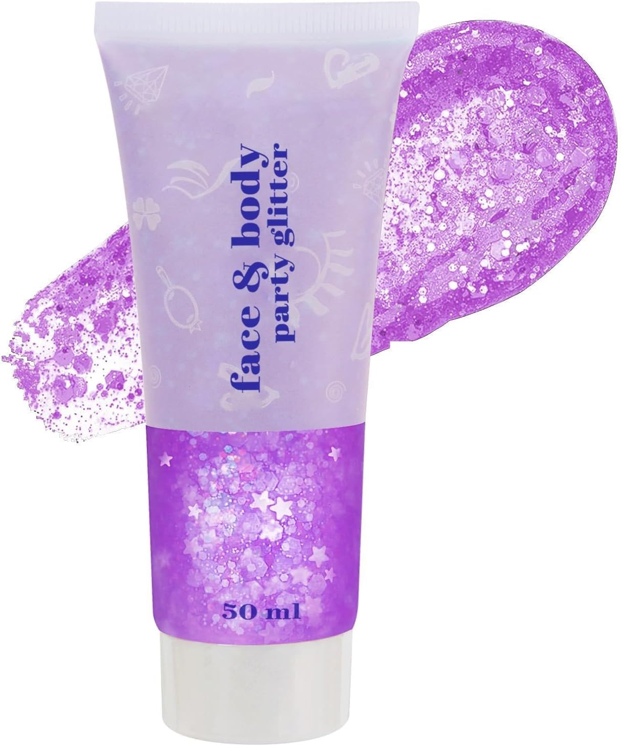 Go Ho Pastel Purple Face Body Glitter,Sparkly Face Glitter Makeup,Light Purple Face Paint Holographic Chunky Sequins Glitters for Eye Lip Hair Nails,Festival Rave Accessories