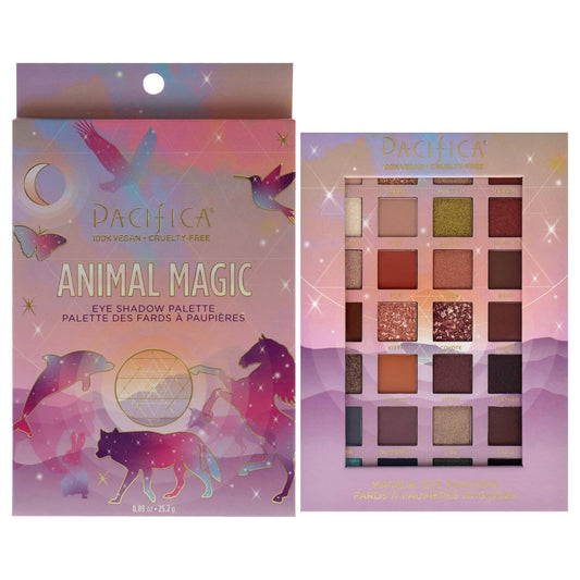 Pacifica Eyeshadow Palette – Animal Magic with Colorful Blendable Shades, Highly Pigmented Mineral Eyeshadow, Talc-Free, Vegan & Cruelty-Free, 0.89 oz (28 Shades)