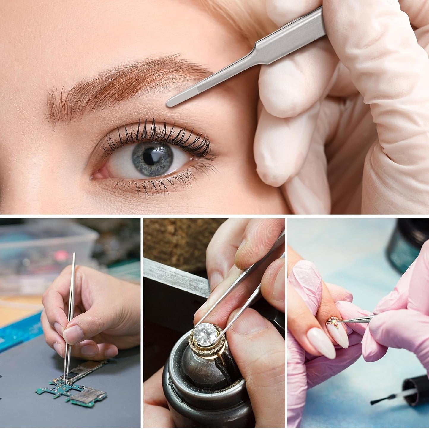 Precision Tweezer, Upgraded Professional Flat Tip Round, High-end Stainless Steel Tweezers for Craft, Electronics, Laboratory Work, Also Great Precision for Hair and Ingrown Hair Removal