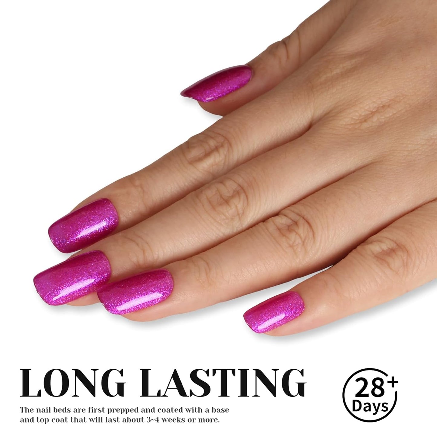 Glitter Gel Nail Polish,Sparkly Shimmer Fuchsia Gel Polish, 15ml UV/LED Soak Off Purple Gel Polish for Manicure Salon or DIY Nail Art at Home,Women Girls Gift - GP0092