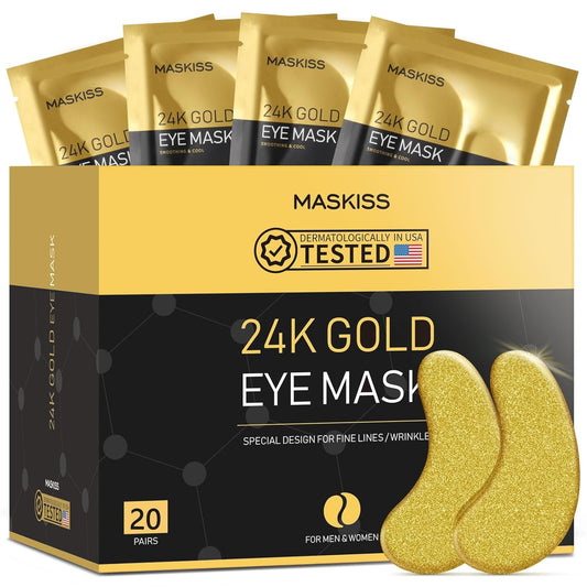 24k Gold Under Eye Patches (20 Pairs), eye mask, Collagen Skin Care Products, Eye Patches for Puffy Eyes, eye masks for dark circles and puffiness