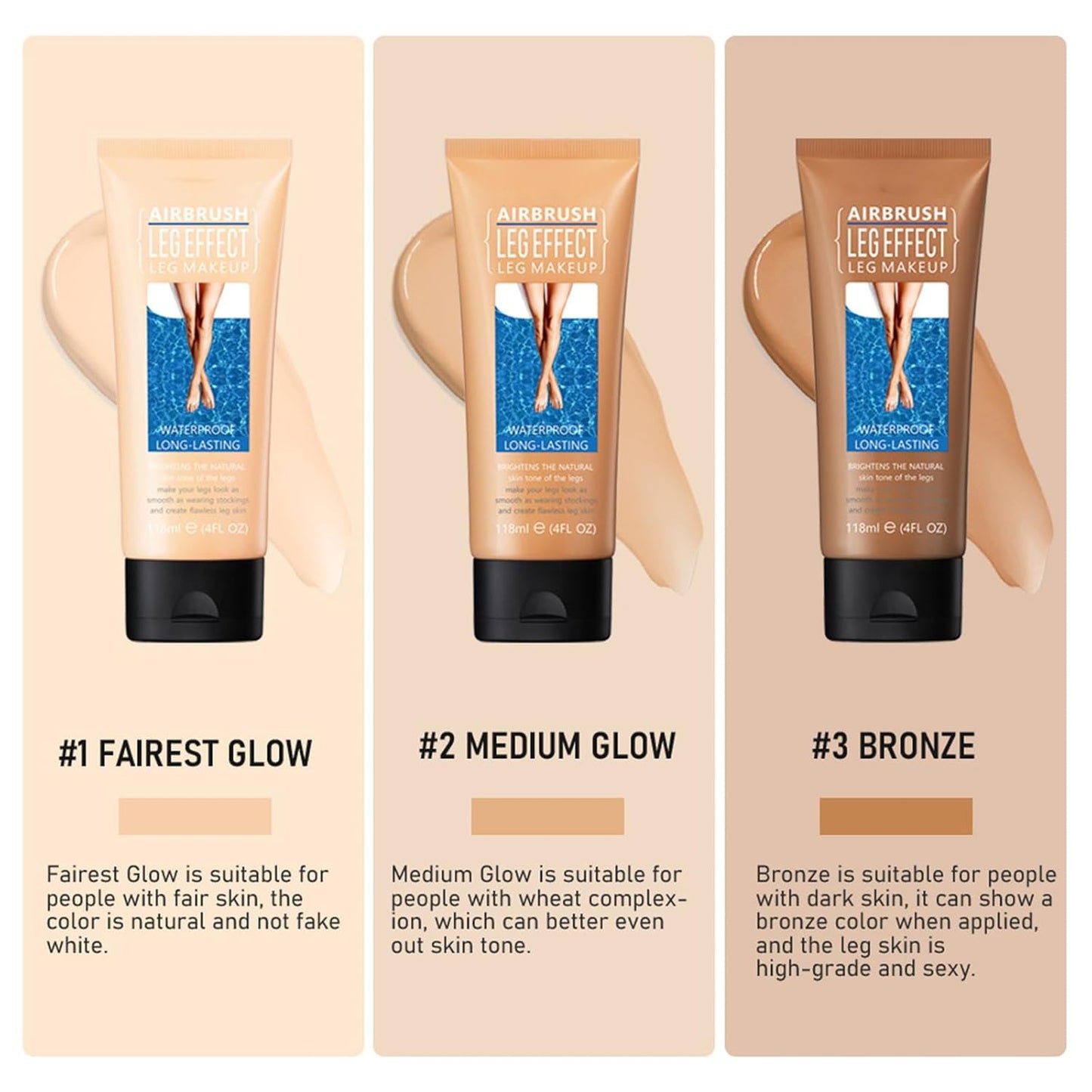 Leg Makeup Waterproof No Transfer, Leg Makeup Lotion, Body Makeup Waterproof Foundation, Leg Makeup for Varicose Veins Waterproof, Leg and Body Makeup for Tattoo Cover Up (Fairest Glow)