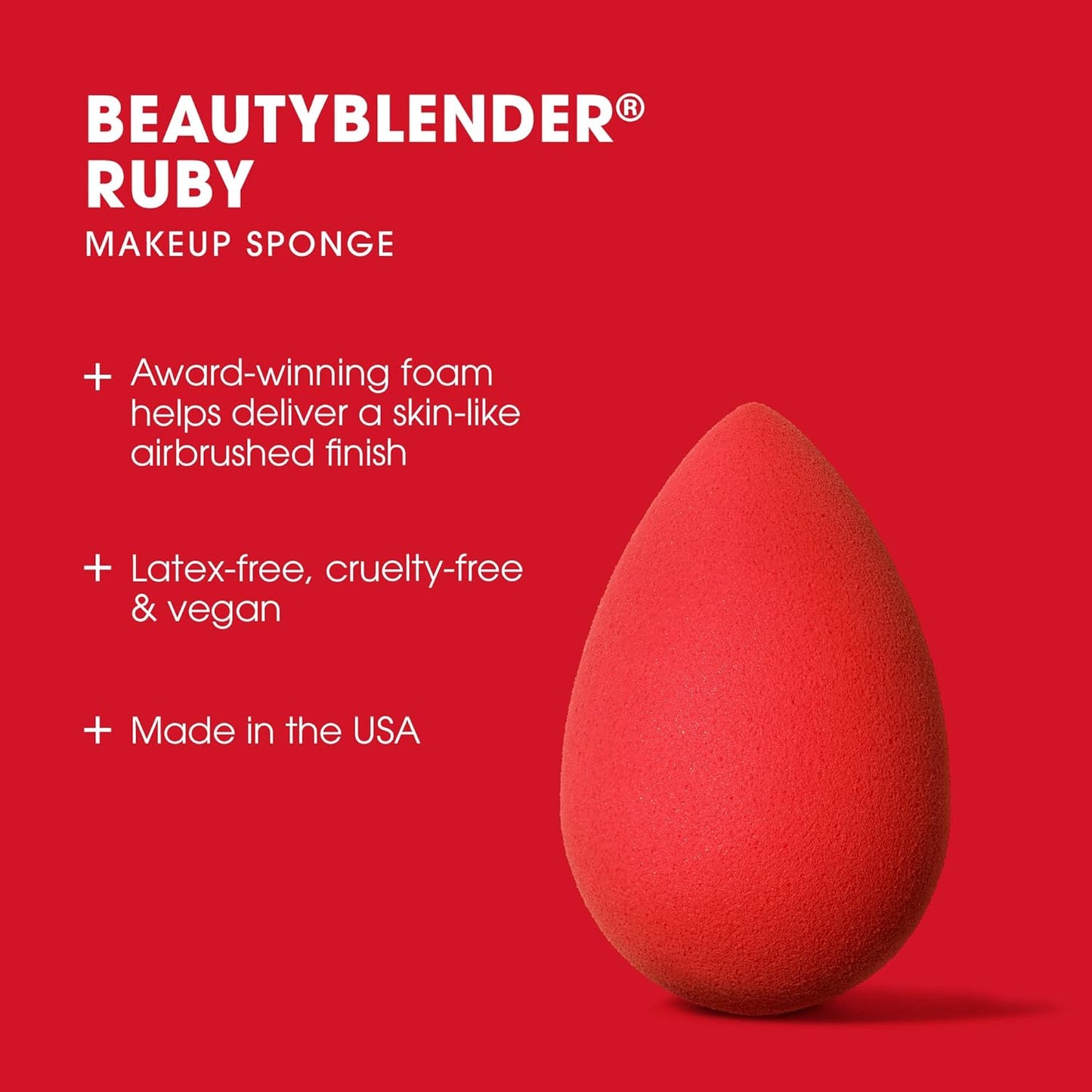 Beautyblender® | Ruby Beauty Blender Makeup Sponge, Super-Soft Foam Easily Blends Foundations, Powders & Creams, Made in USA, Reusable, Washable, Streak Free Application, Vegan, Cruelty Free