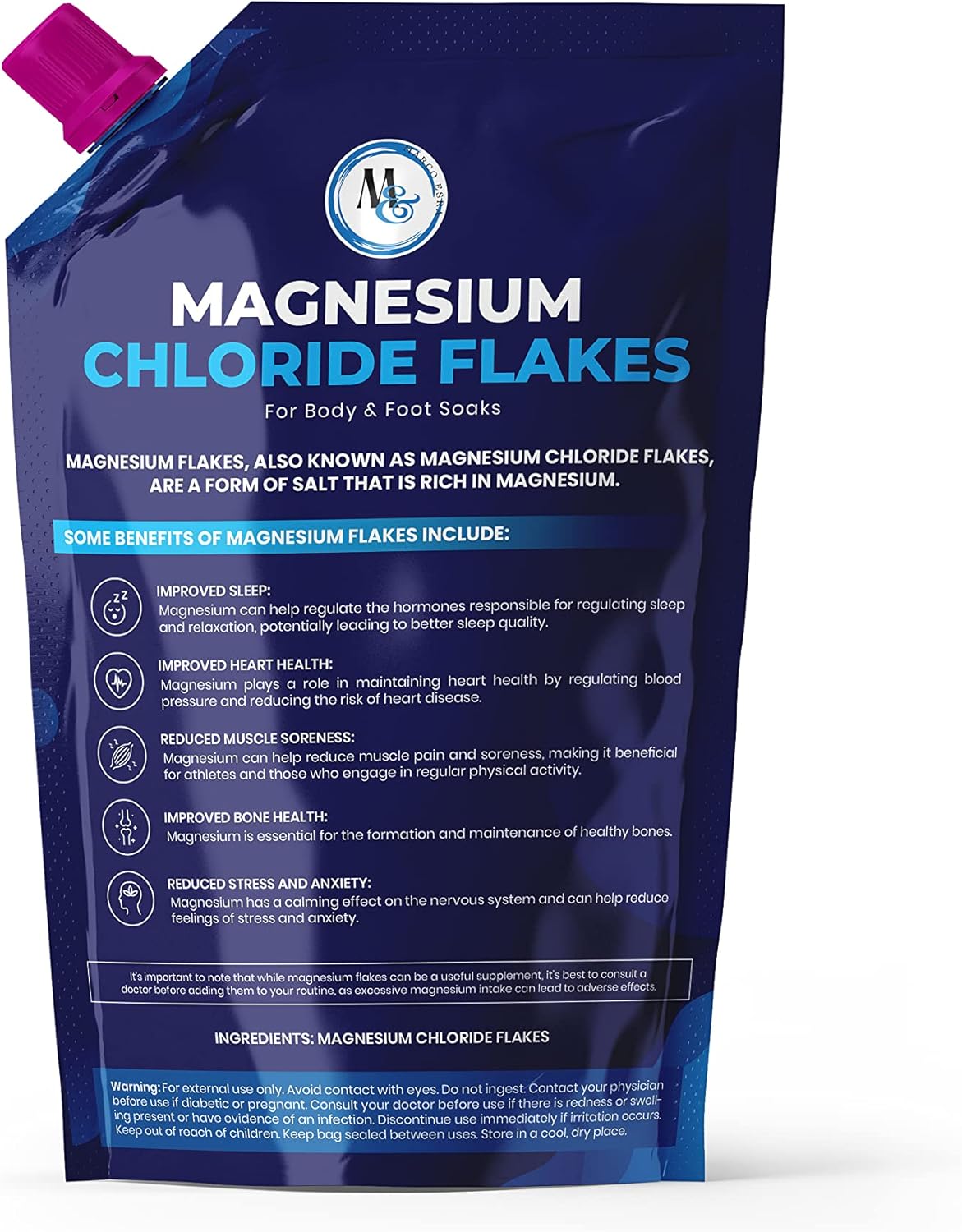 Dead Sea Magnesium Flakes Bath Salts | Premium Magnesium Supplement Bath Salts (15 Pound)