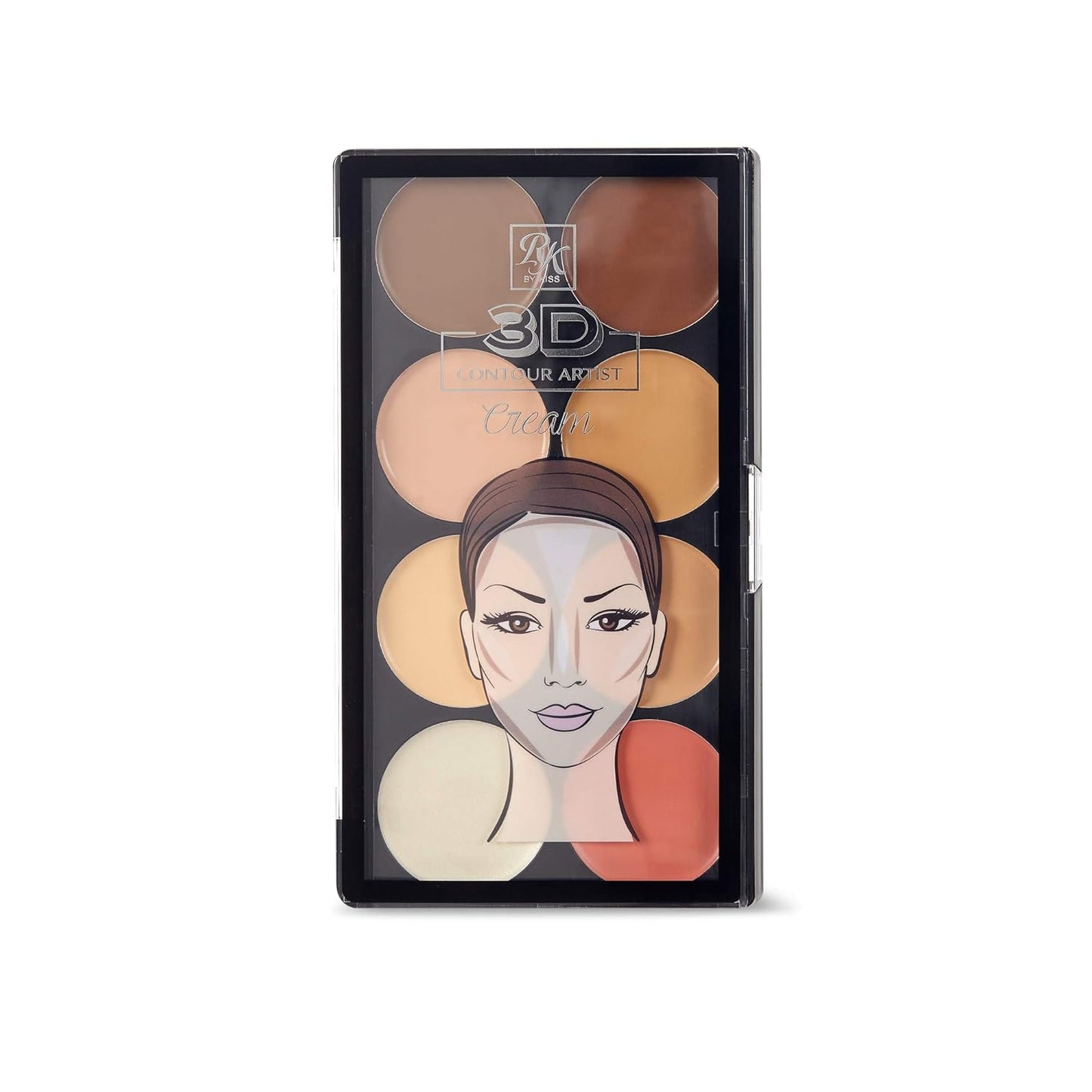 Ruby Kisses Flawless Finish with 3D Contour Cream Makeup Palette – Lightweight, Multi-Palette, Contouring Foundation, Creamy, Sculpt &Highlighting, Define Cheekbones (Light)