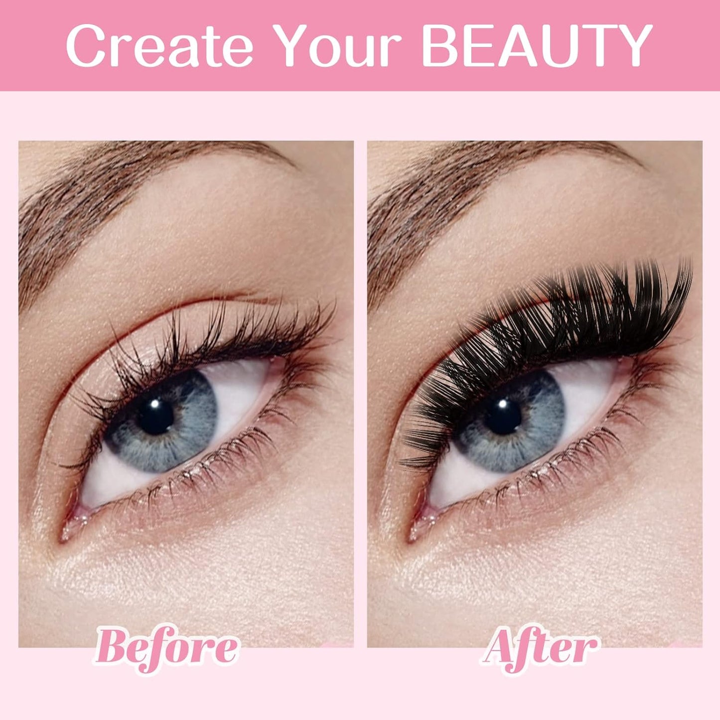 280 Pcs Individual Lashes - 50D-C-9-16mix Wispy Cluster Lashes That Look Like Eyelash Extensions - DIY At Home