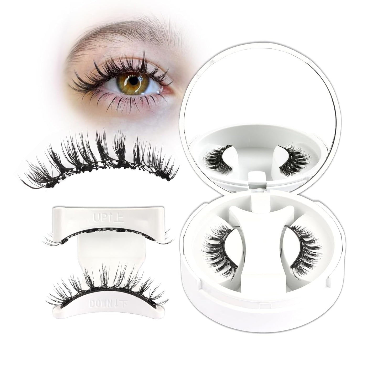 Veleasha Magnetic Eyelashes Manga Lashes Soft Lash Magnetic Lashes with Applicator Natural Look Reusable No Glue Easy to Apply & Remove Spiky False Eyelashes Eyelash Wispy (Diva)