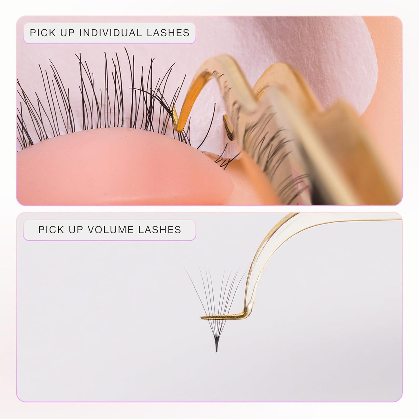 Curacoro Lash Tweezer - Professional & Precision Fiber Tip Grip Lash Tweezers for Eyelash Extensions, Multi Shapes & Purposes Tweezers for Volume, Isolation & Classic Lashes (Gold, Save Time)