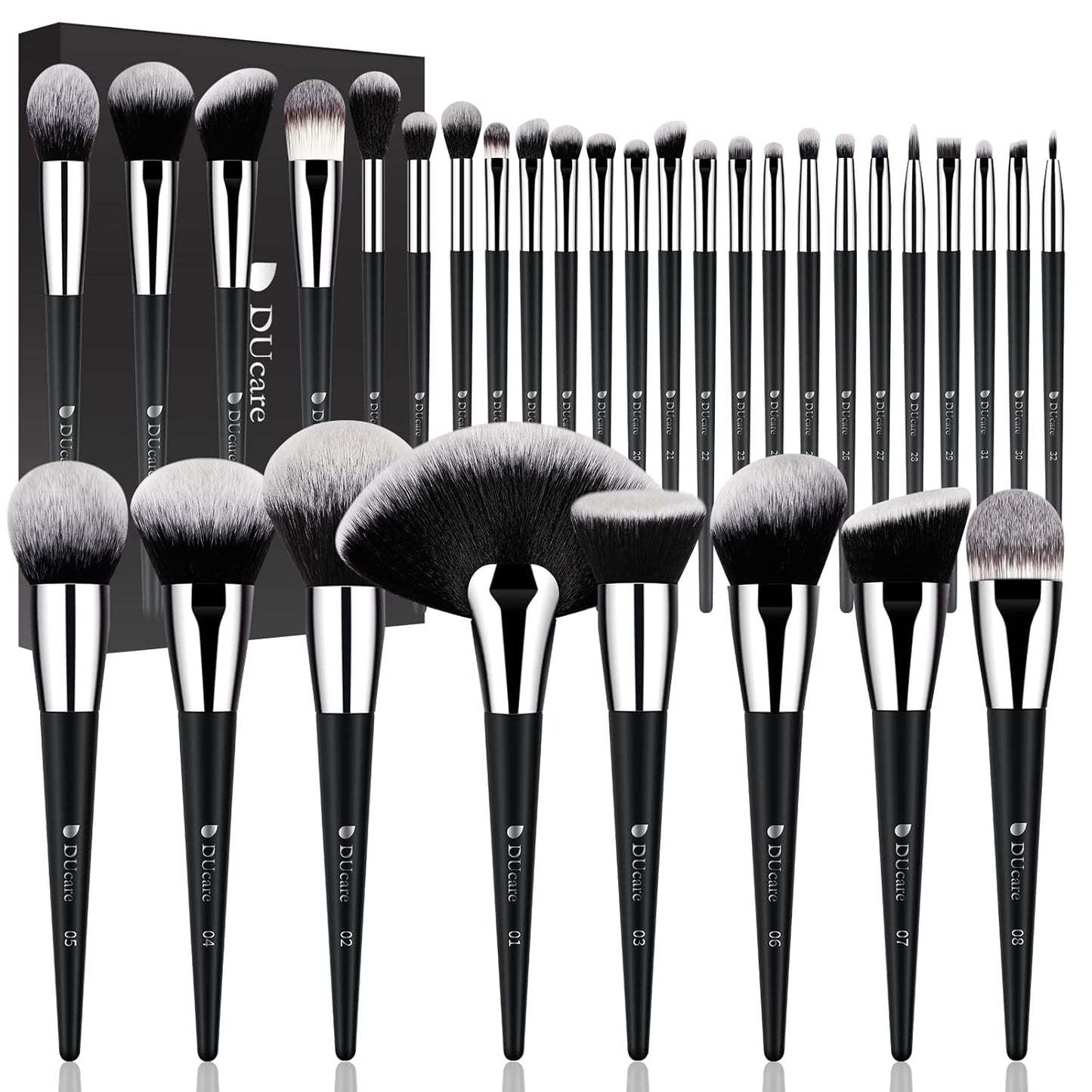 DUcare Makeup Brushes Set Professional 32Pcs Make up Brushes Premium Synthetic Kabuki Foundation Blending Face Powder Blush Concealers Eye Shadows