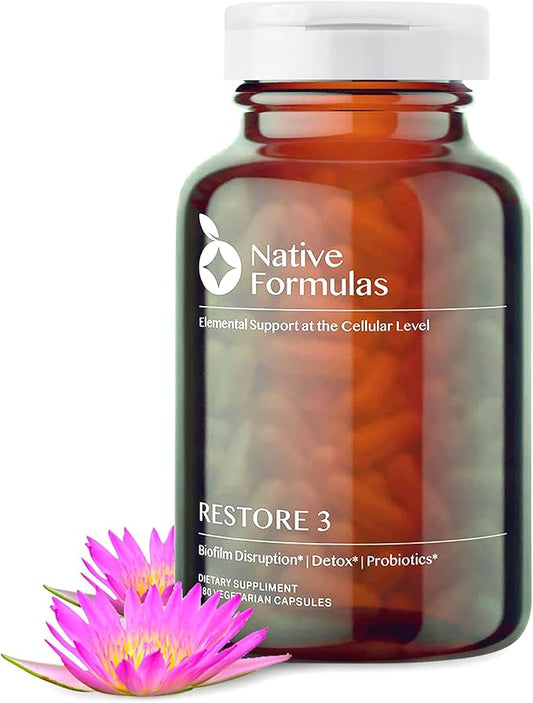 Restore 3 Proteolytic Enzyme & Spore Probiotic Blend Supplement - 60 Capsules - Advanced Biofilm Disruption Aid - Support GI Health, Fibromyalgia, Gut Flora, Muscle