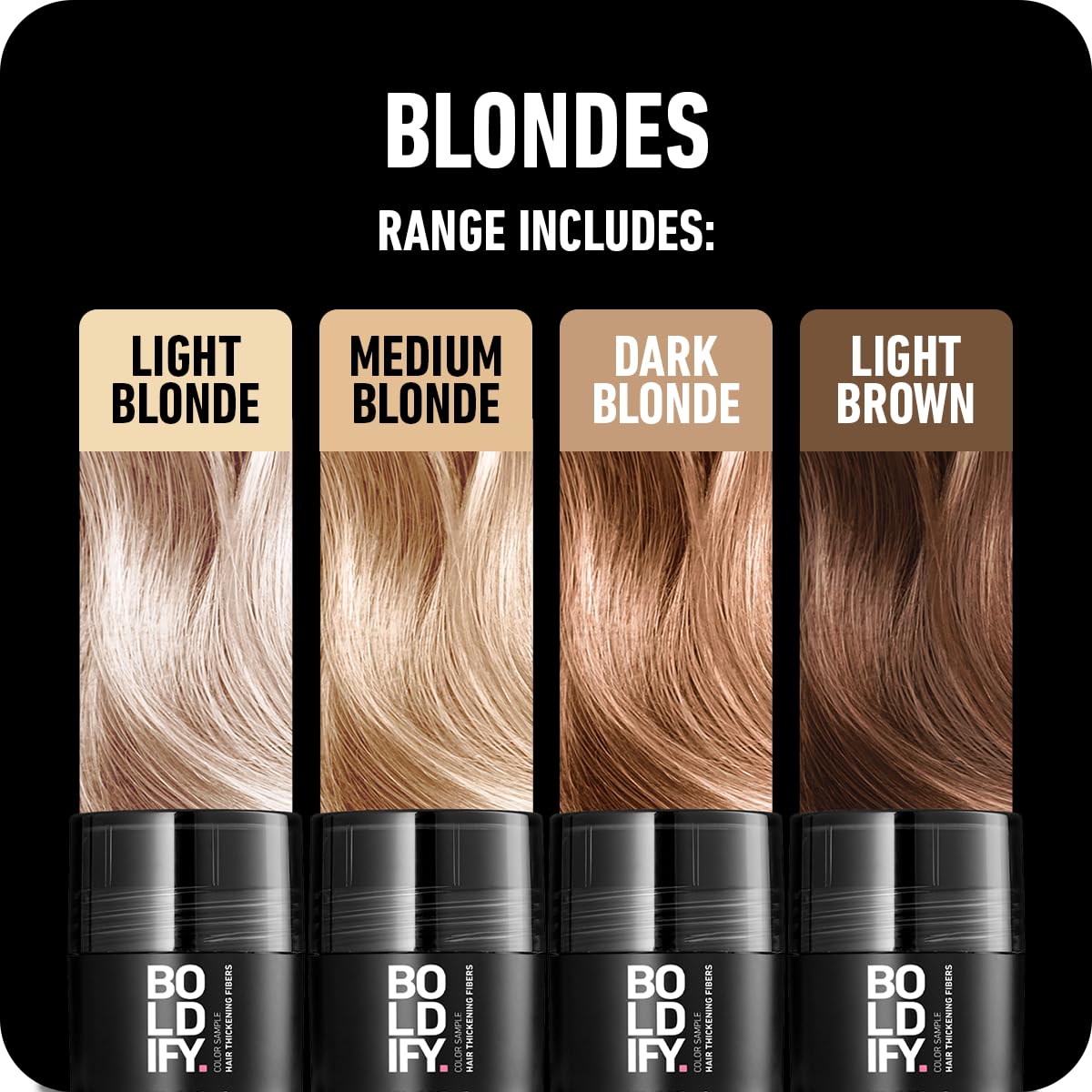 Boldify Hair Fibers Color Sample Kit - Fill In Thinning and Fine Hair for an Instantly Fuller, Thicker Look - 14 Shades for Women & Men - Blondes