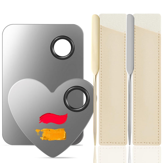 6PCS Makeup Mixing Palette, Stainless Steel Cosmetic Makeup Palette With Spatula Makeup Artist Tool, Professional Cosmetic Mixing Makeup Palette For Mixing Eye Shadow/Eyelash/Nail Art/Foundation