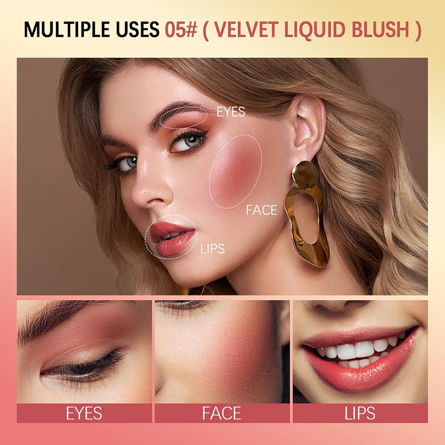 Liquid Blush, Soft Cream Liquid Blush for Cheeks, Light Weight,Long Lasting, Smudge Proof, Natural-Looking, Dewy Finish, For Natural-looking Flush & Everyday Wear(03#)