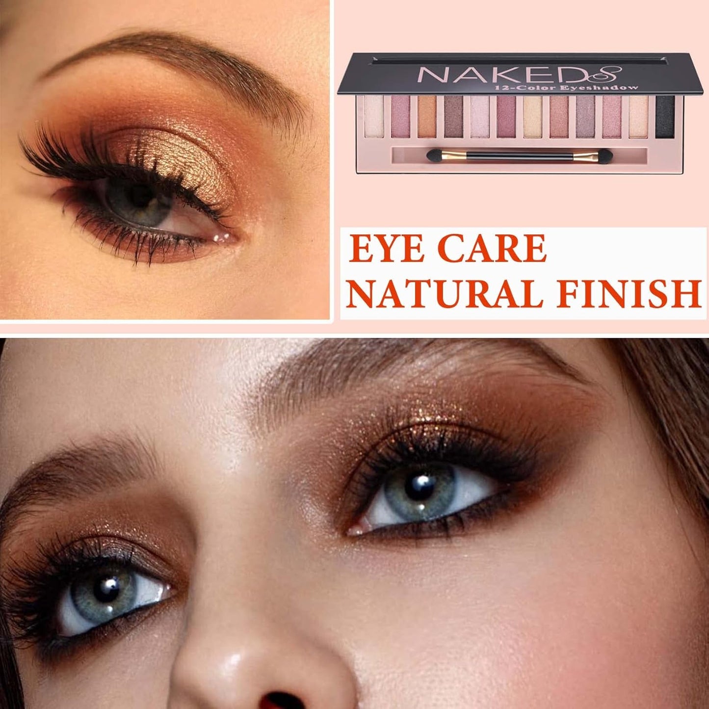 12 Color Naked Eyeshadow Palette,Pearly Earth Color Eyeshadow,Natural Shimmer Eyeshadow Palette,Professional Waterproof and Smudge Proof Eye Shadow Palette Kit,Eye Makeup Set for Women（B）