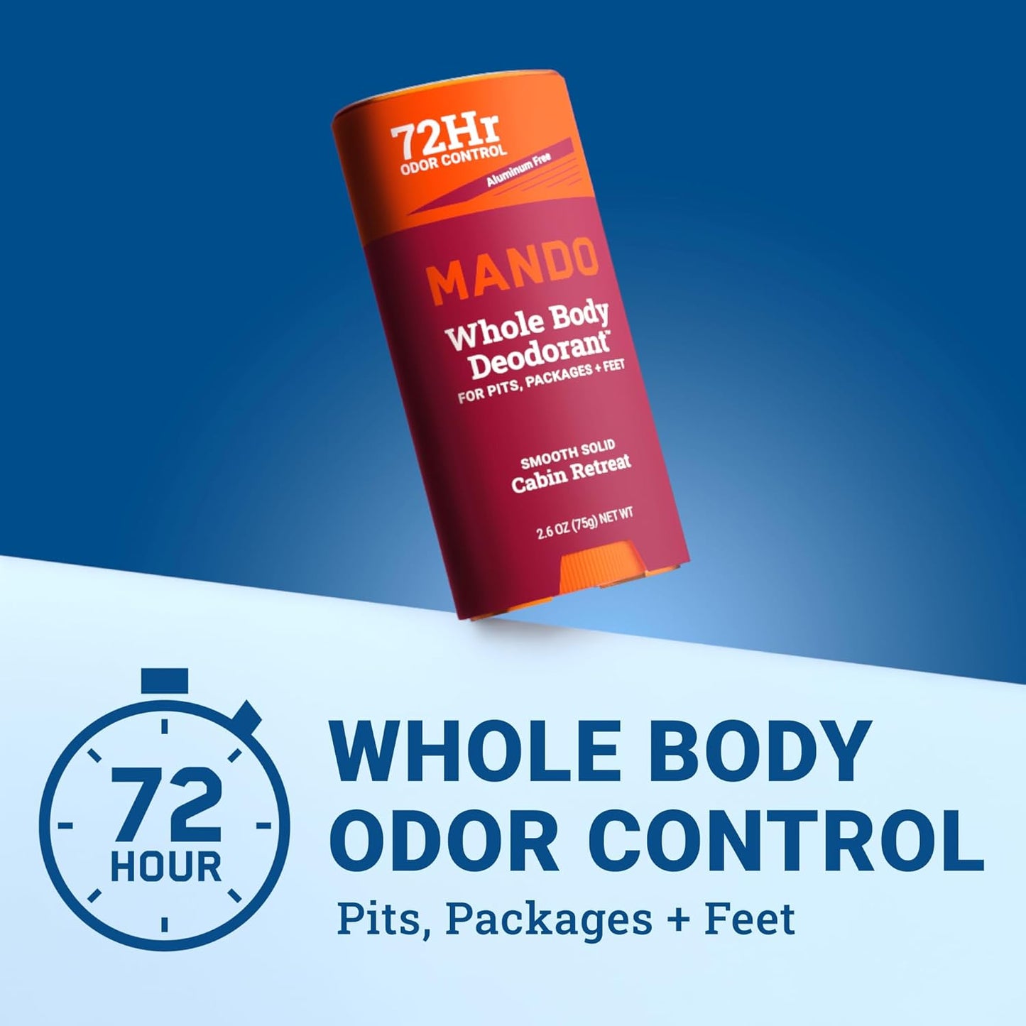 Mando Whole Body Deodorant For Men - Smooth Solid Stick - 72 Hour Odor Control - Aluminum Free, Baking Soda Free, Skin Safe - 2.6 Ounce (Pack of 2) - Cabin Retreat Limited Edition Scent