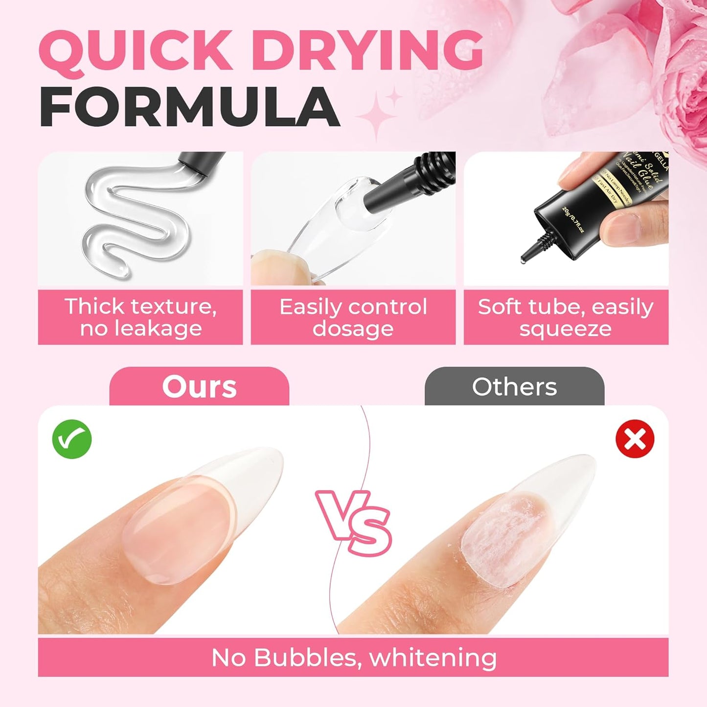 UNA GELLA Super Strong Nail Glue for Press On Nails: 20g, Soft Gel Nail Tips No Lamp Need, Fast-curing, Long Lasting, Semi Solid Gel Nail Glue for Fake False Acrylic Nails