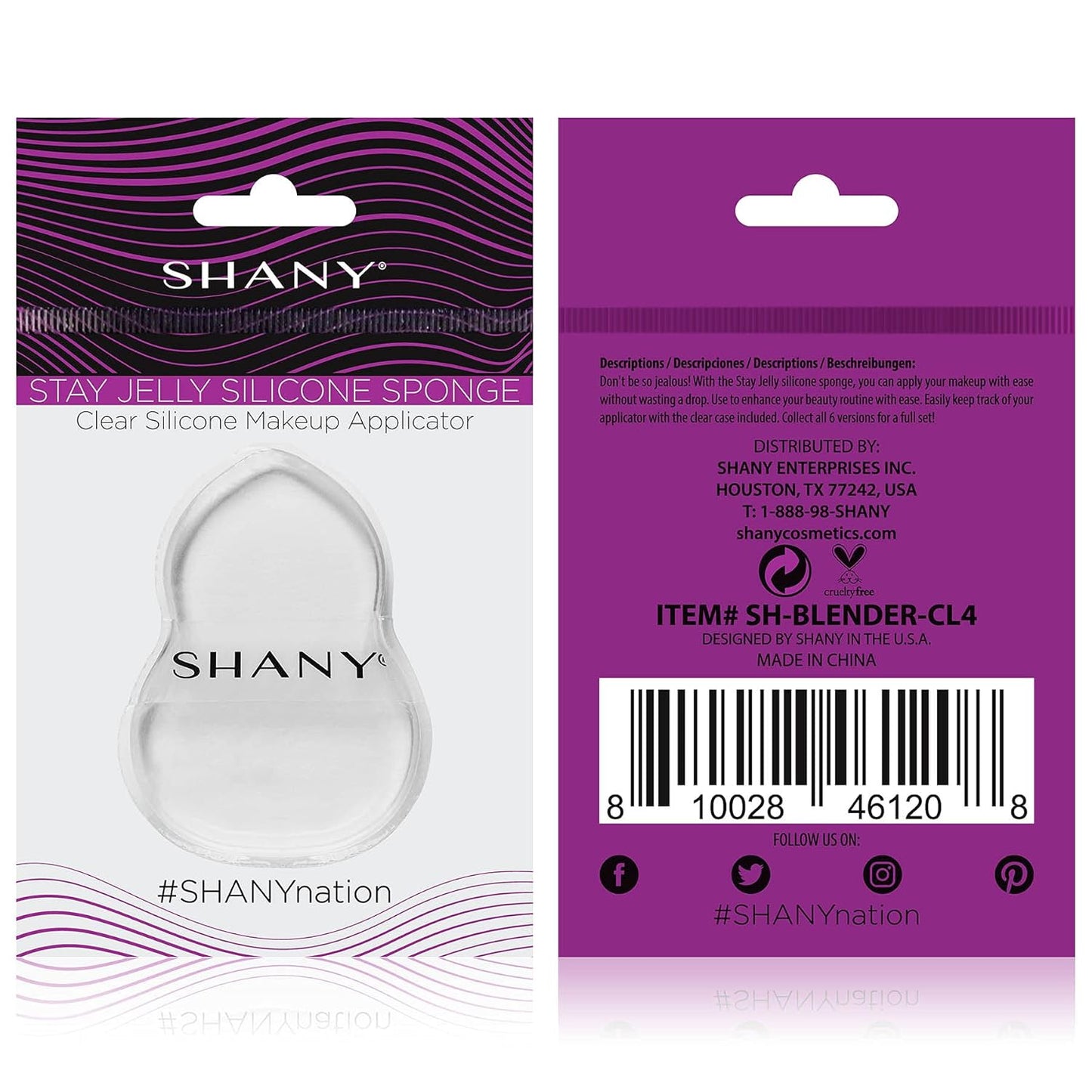 SHANY Stay Jelly Silicone Sponge - Clear & Non-Absorbent Makeup Blending Sponge for Flawless Application with Foundation - HOURGLASS (Pack of 2)