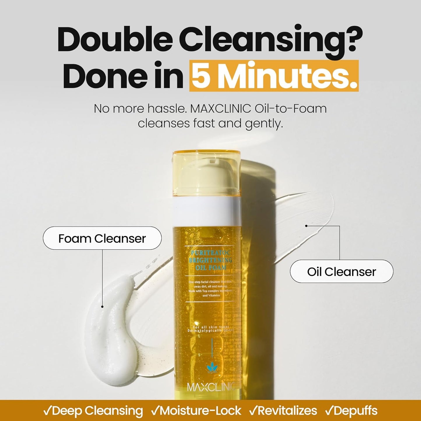 [K-Beauty] PuriteaToc Oil to Foam - All-in-One Korean Face Wash OilBased Foaming Facial Cleanser - Deeply Hydrating & Moisturizing Makeup Deep Cleansing Oil for Dull Skin (3.88 fl oz)