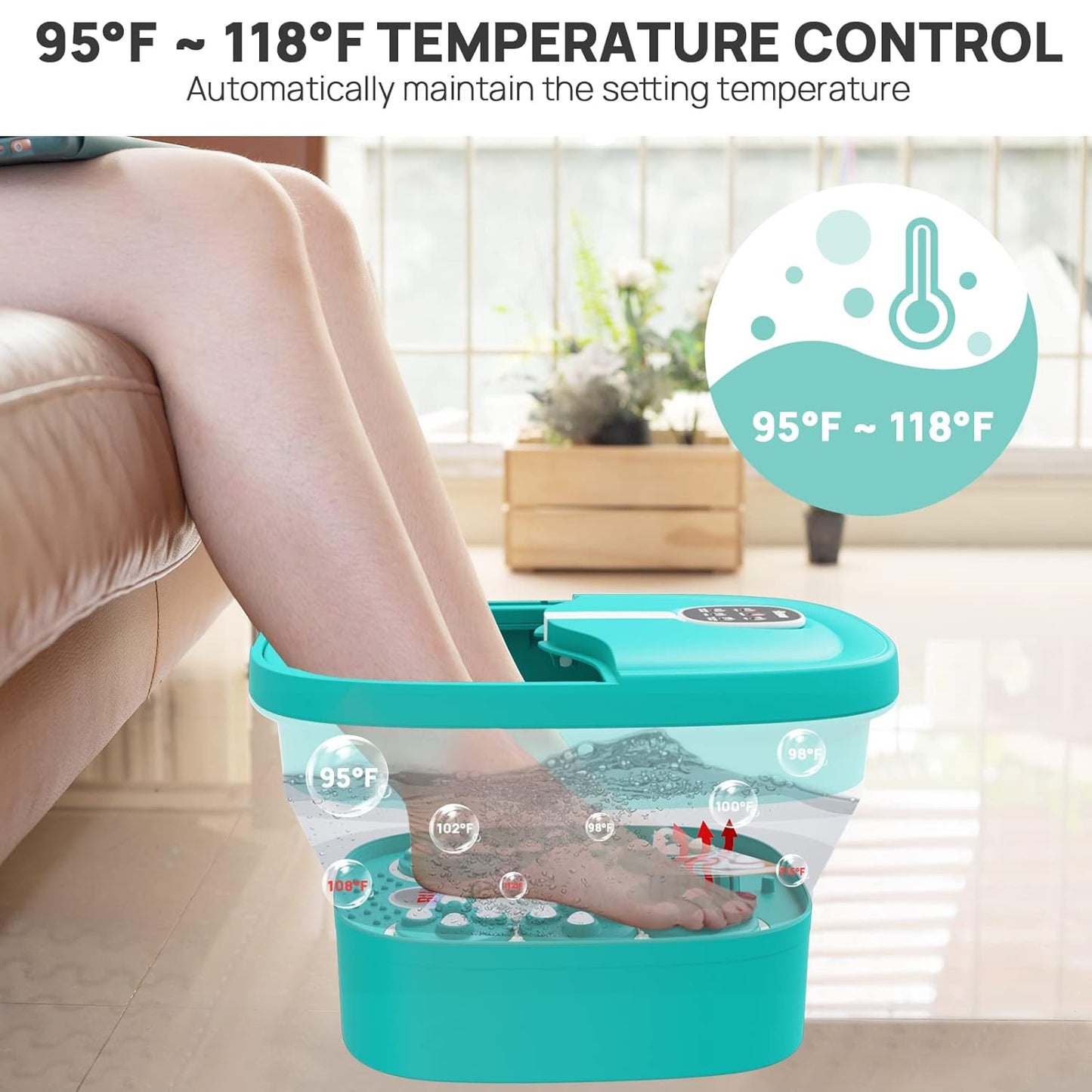 HOSPAN Collapsible Foot Spa Electric Rotary Massage, Foot Bath with Heat, Bubble, Remote, and 24 Motorized Shiatsu Massage Balls. Pedicure Foot Spa for Feet Stress Relief