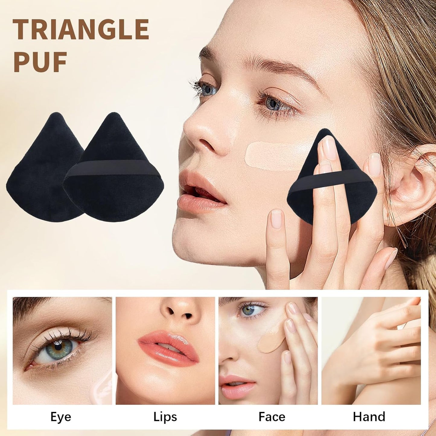 Triangle Makeup Powder Puff, 60pcs Setting Powder Puffs, This Cosmetic Wedges For Face, Under Eyes And Neck, Velvet Material