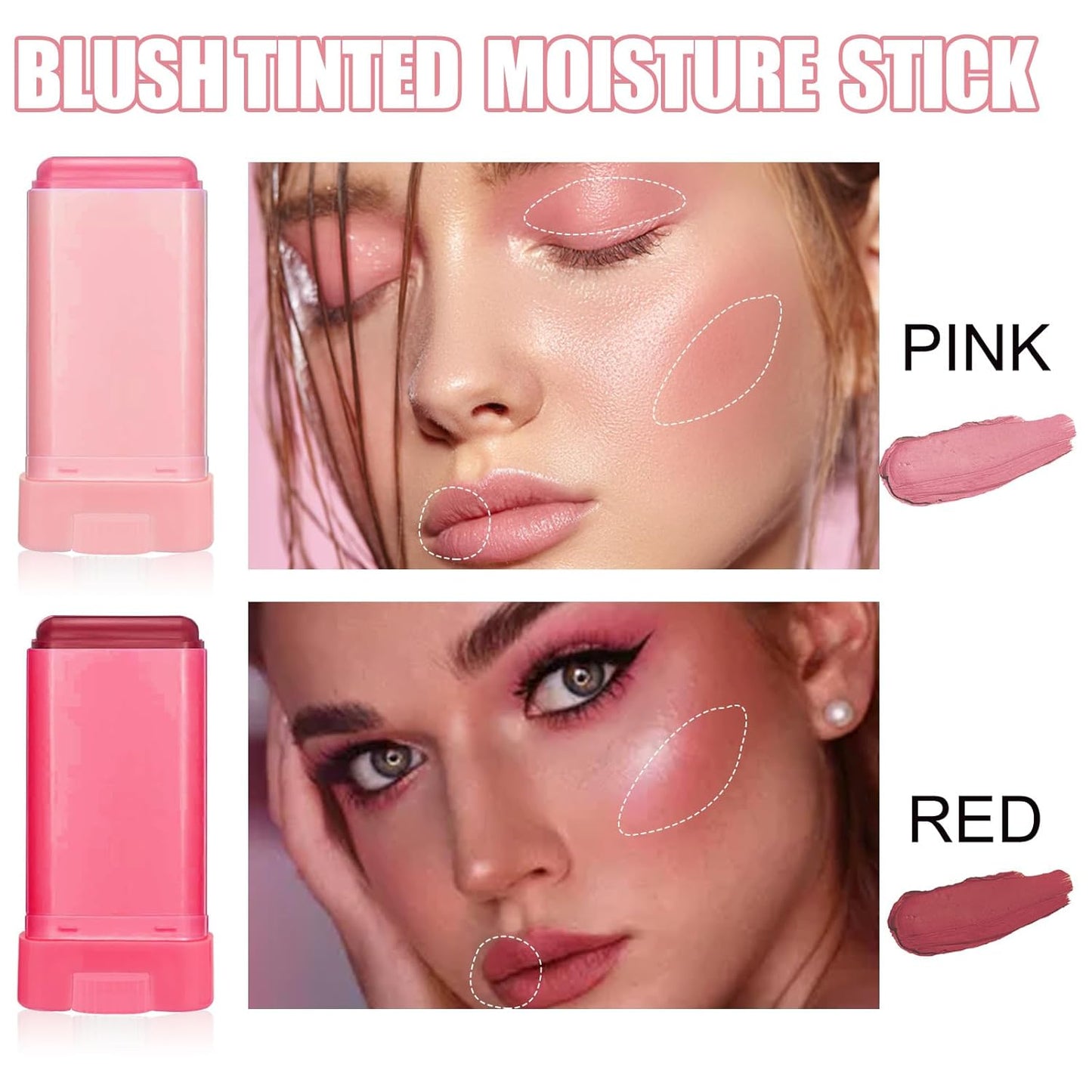 Blush Rare Beauty Liquid Blush Stick Cream Blush Natural Waterproof Long Lasting Powder Blusher,On The Go Blush Brushes For Makeup Cheeks,Suitable For All Skin Types(2PC)