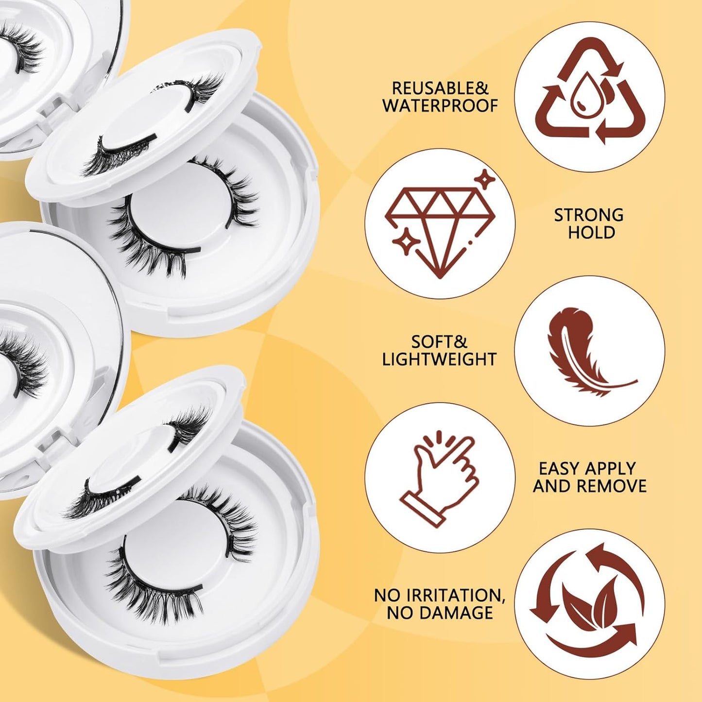 QUEWEL 4 Pairs Magnetic Eyelashes Natural Look, Reusable Magnetic Eyelashes with Applicator, No Glue Needed Lash Clusters Kit, Easy to Wear and Remove(4 Pairs-C)