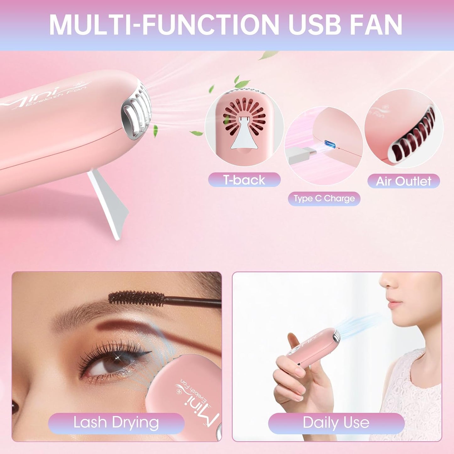 Buqikma Lash Cleaning Kit - 2PCS Lash Shampoo Eyelash Wash Kit with Fan Dryer Rinse Bottle for Eyelash Extensions Cleanser Mascara Remover Cleaning Brush for Lashes Extension Cleaner at Home Salon