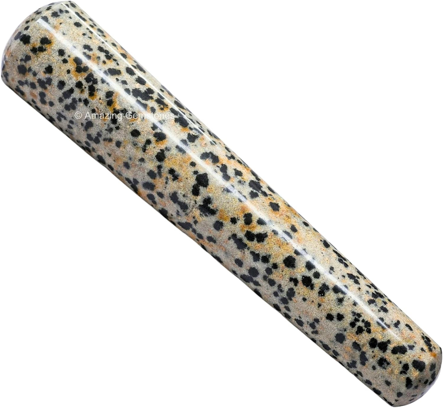 Amazing Gemstone Dalmatian Jasper Crystal Wand Massage Stick - Pelvic Wand Gua Sha for Adults - Crystals and Healing Stones Massage Wands for Adults Gifts (Smooth)
