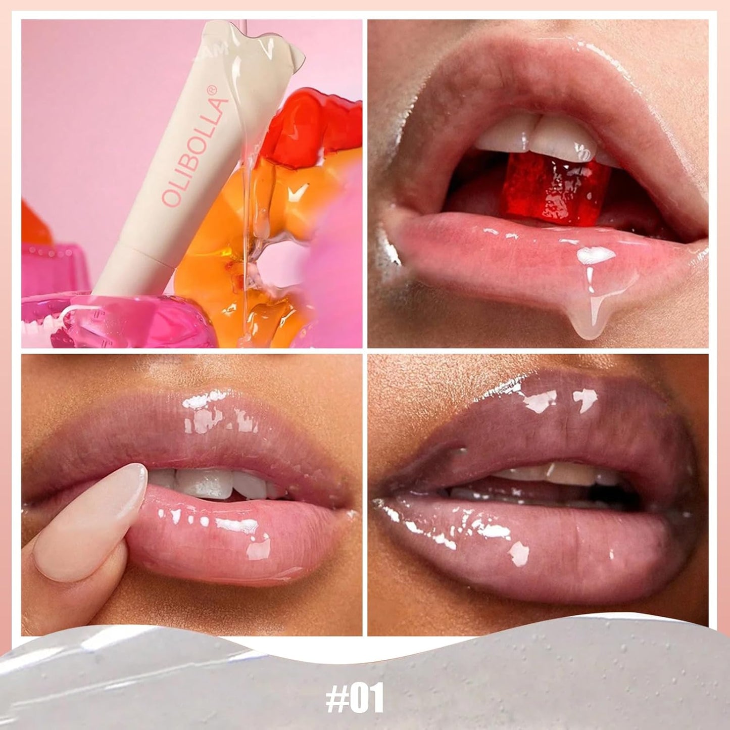 Tinted Lip Balm, Buildable Lip Color, Hydrate, Glossy, Lightweight, Sheer tint, 3-in-1 Moisture, Repair and Color, 0.33Oz(01 candy)