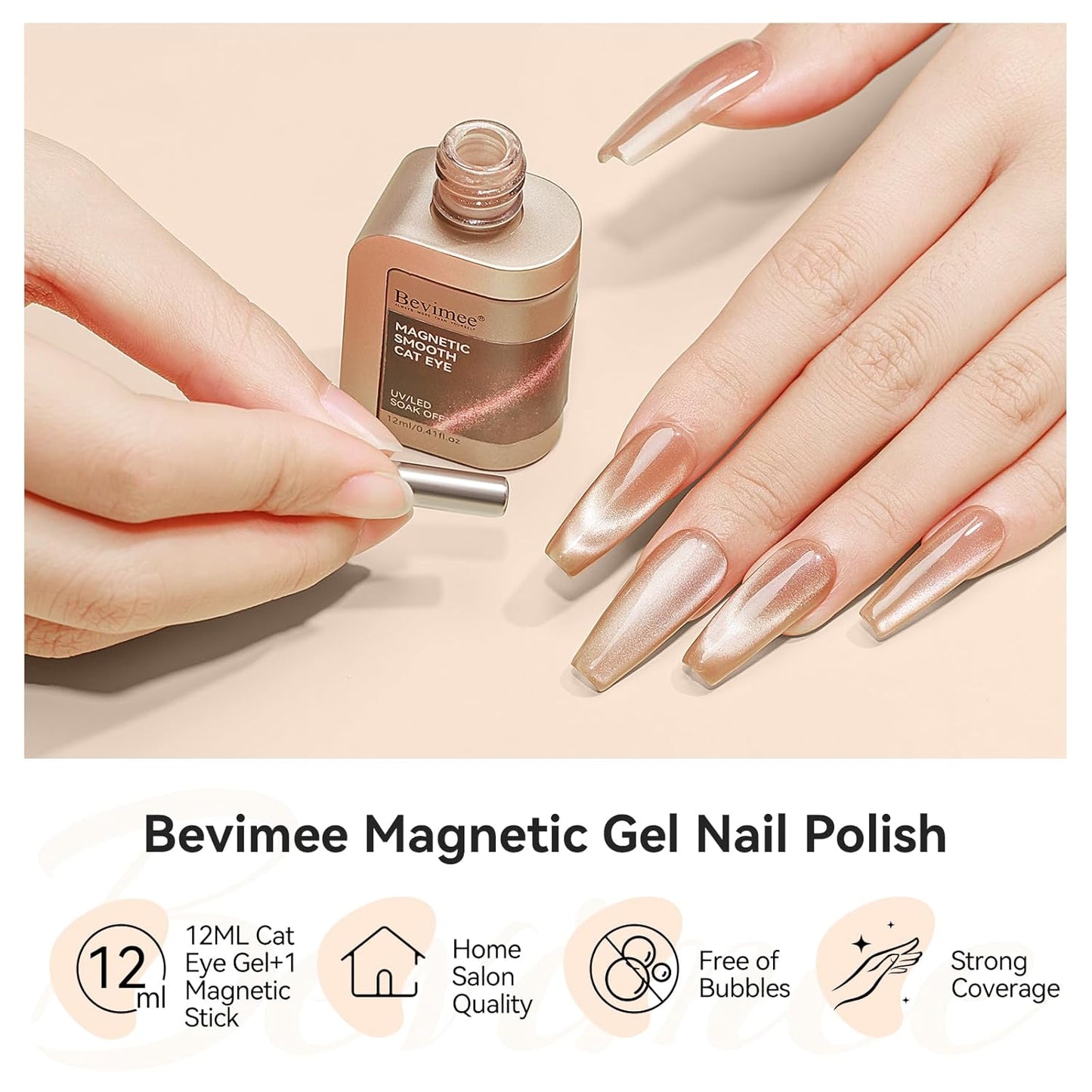 Moonlight Cat Eye Nail Polish 12ML, Crystal Nude High Gloss Cateye Gel Polish Nail Magnetic Glitter Holographic Nail Polish Glass Diamond Cats Eye Velvet UV Gel Polish for Nail Art 1PC