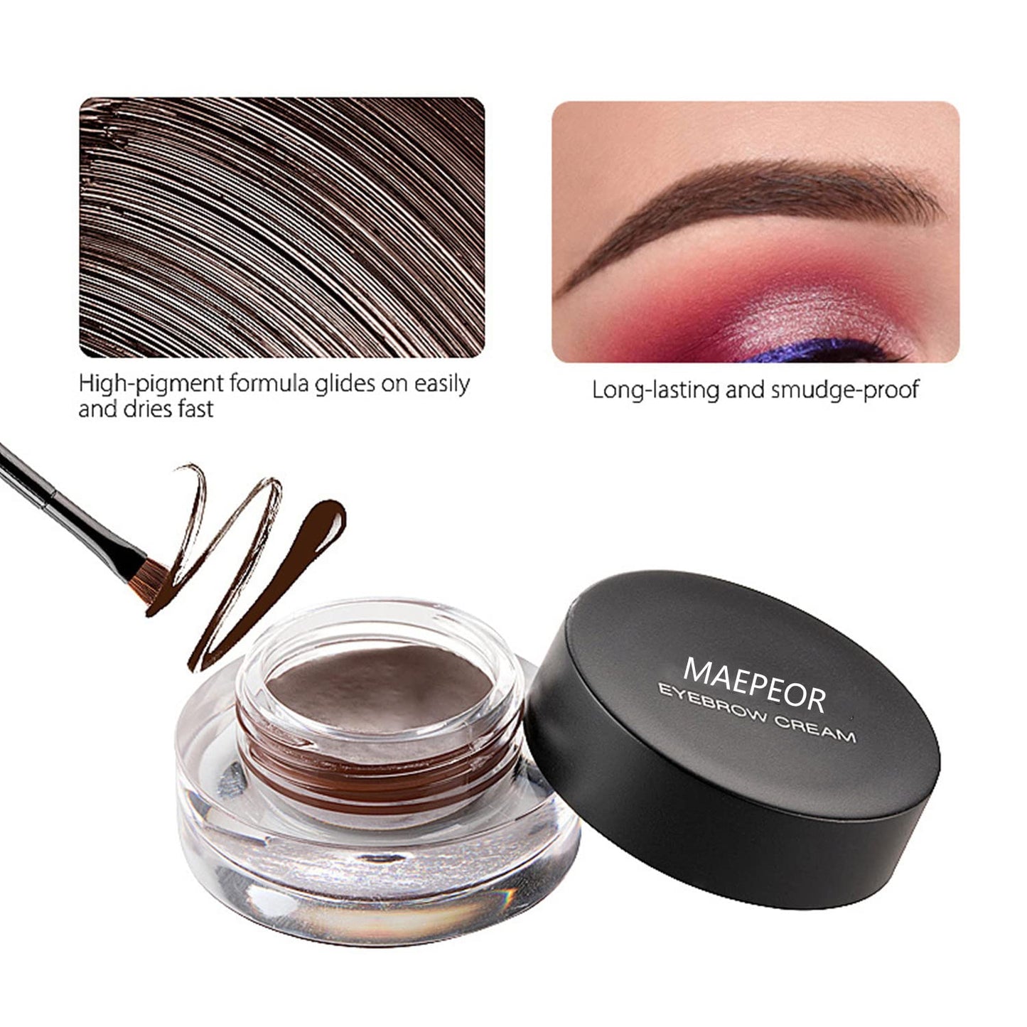 MAEPEOR 12 Colors Eyebrow Pomade Full-pigmented Long Lasting Waterproof Eyebrow Cream Gel Filling & Shaping Tinted Eyebrows Enhancers with Brush for Daily or Cosplay (10 Green)