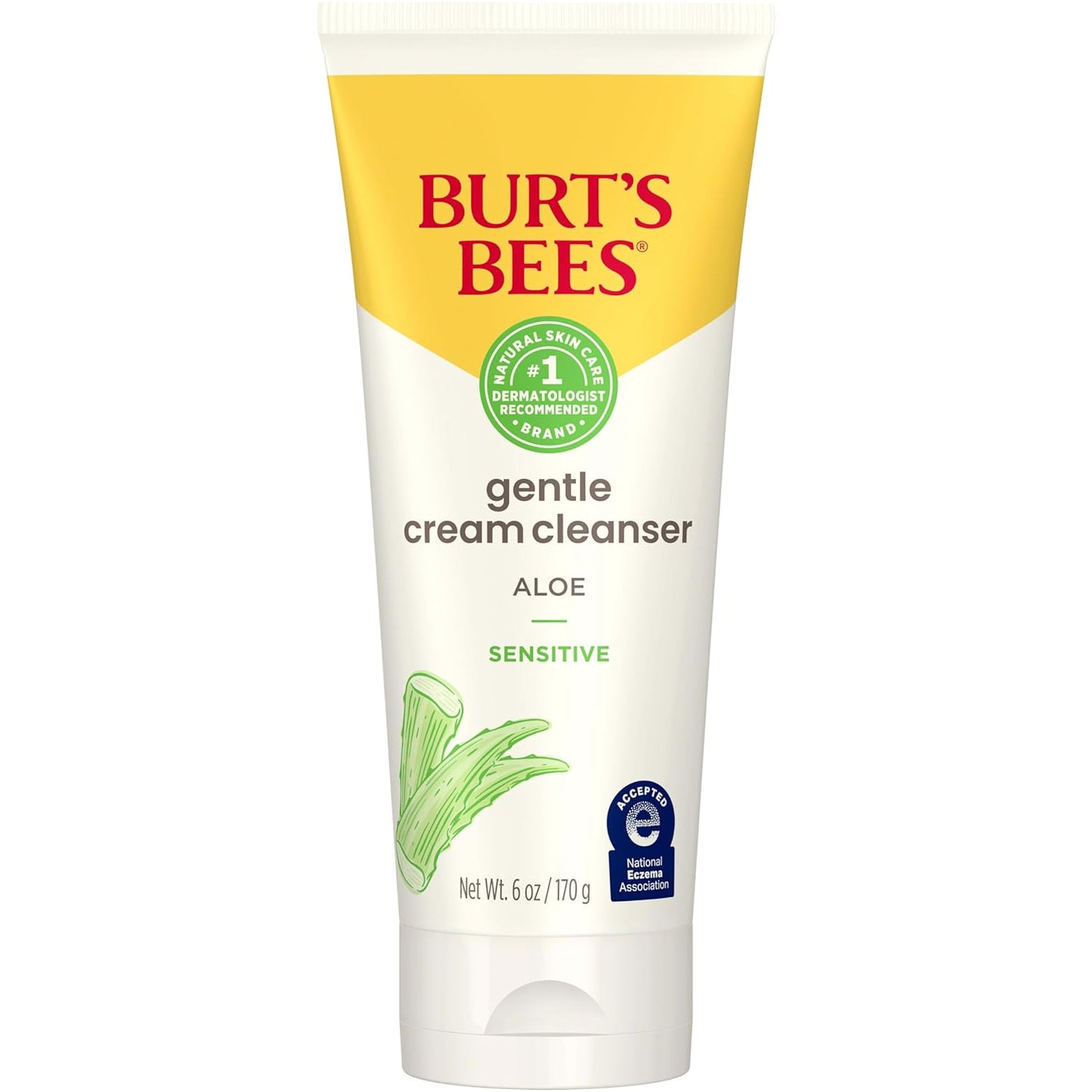 Burt's Bees Back To School Dorm Essentials, Gentle Cream Cleanser with Aloe for Sensitive Skin, 98.9% Natural Origin, 6 Ounces