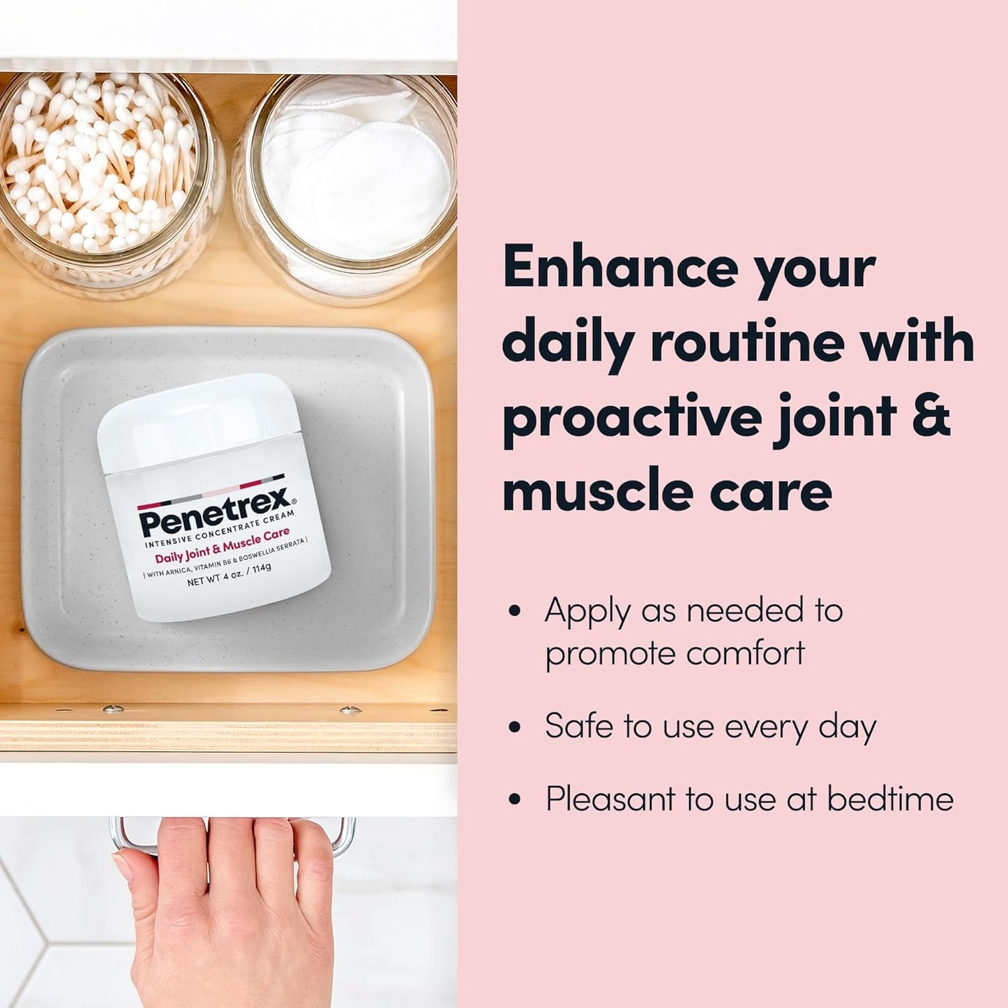 Penetrex Joint & Muscle Therapy - Soothing Comfort for Back, Neck, Hands, Feet - Premium Whole Body Rub with Arnica, Vitamin B6 MSM & Boswellia - Non-Greasy 4oz Cream