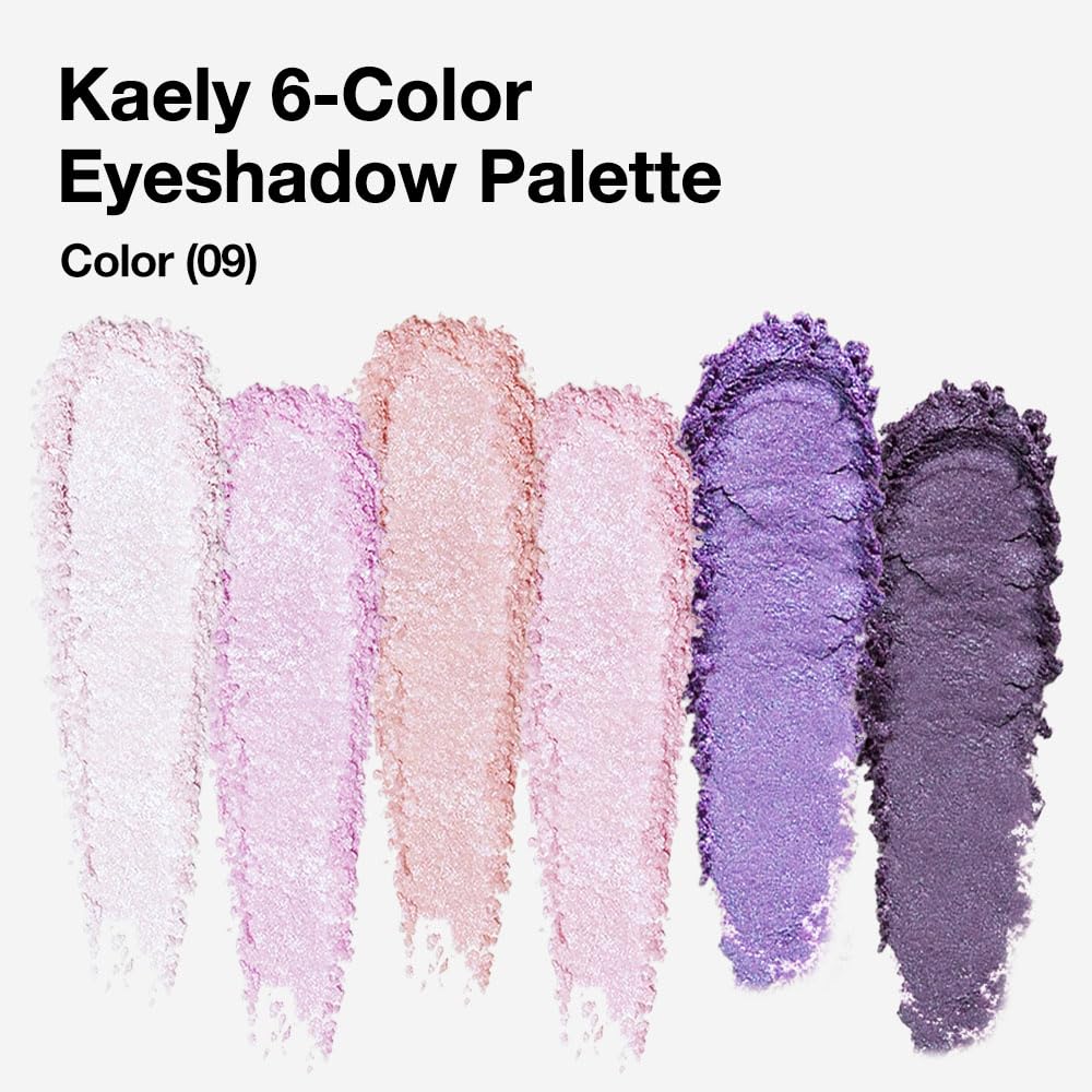 Kaely 6 Colors Mini Purple Eye Shadow Palette Makeup, Matte Shimmer Glitter Violet Lavender Lilac Eyeshadow Palette High Pigmented Waterproof, paleta de sombras de ojos, Vegan & Cruelty-free, 09
